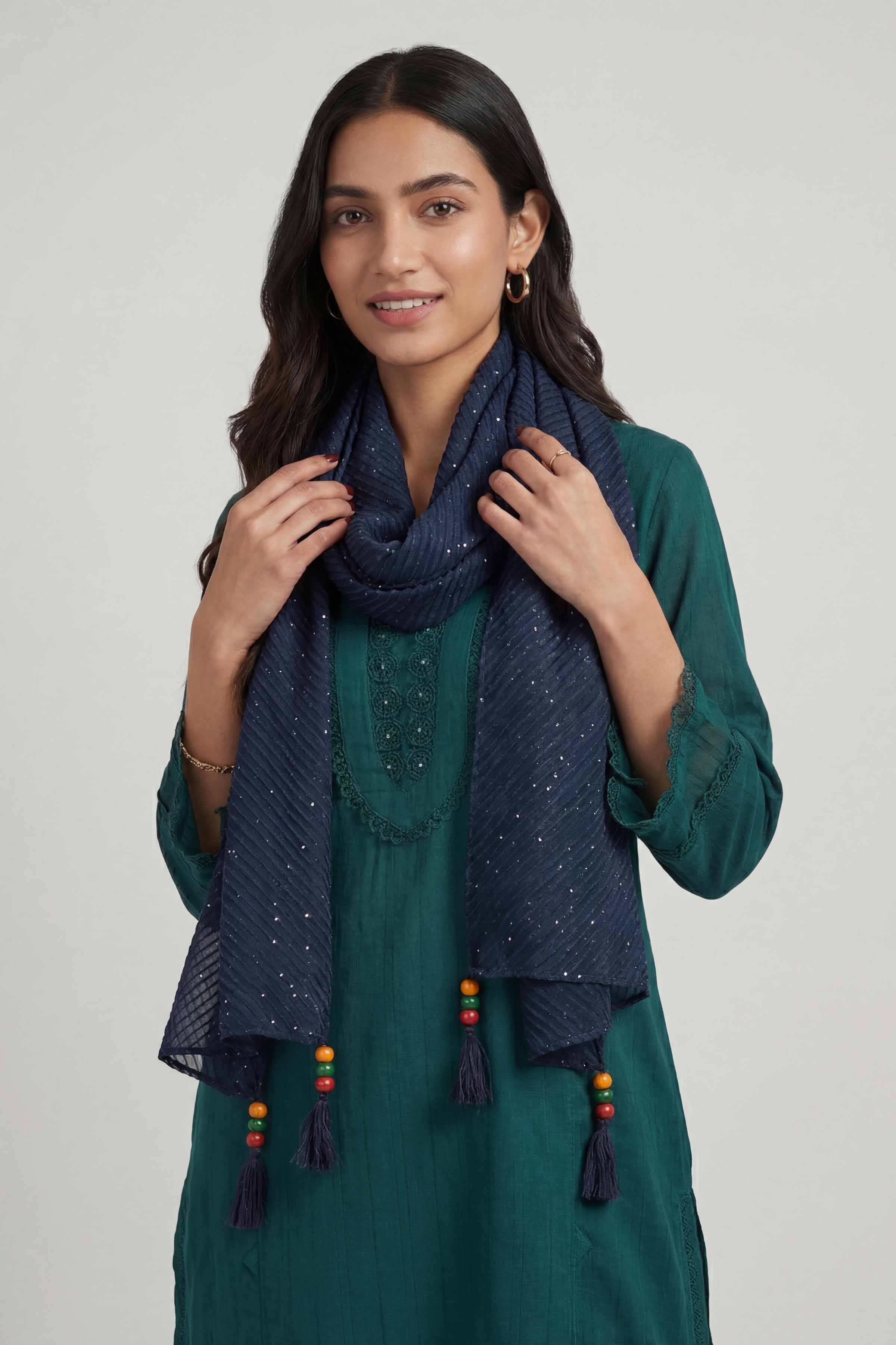Dark Green Women Scarf - 447842104