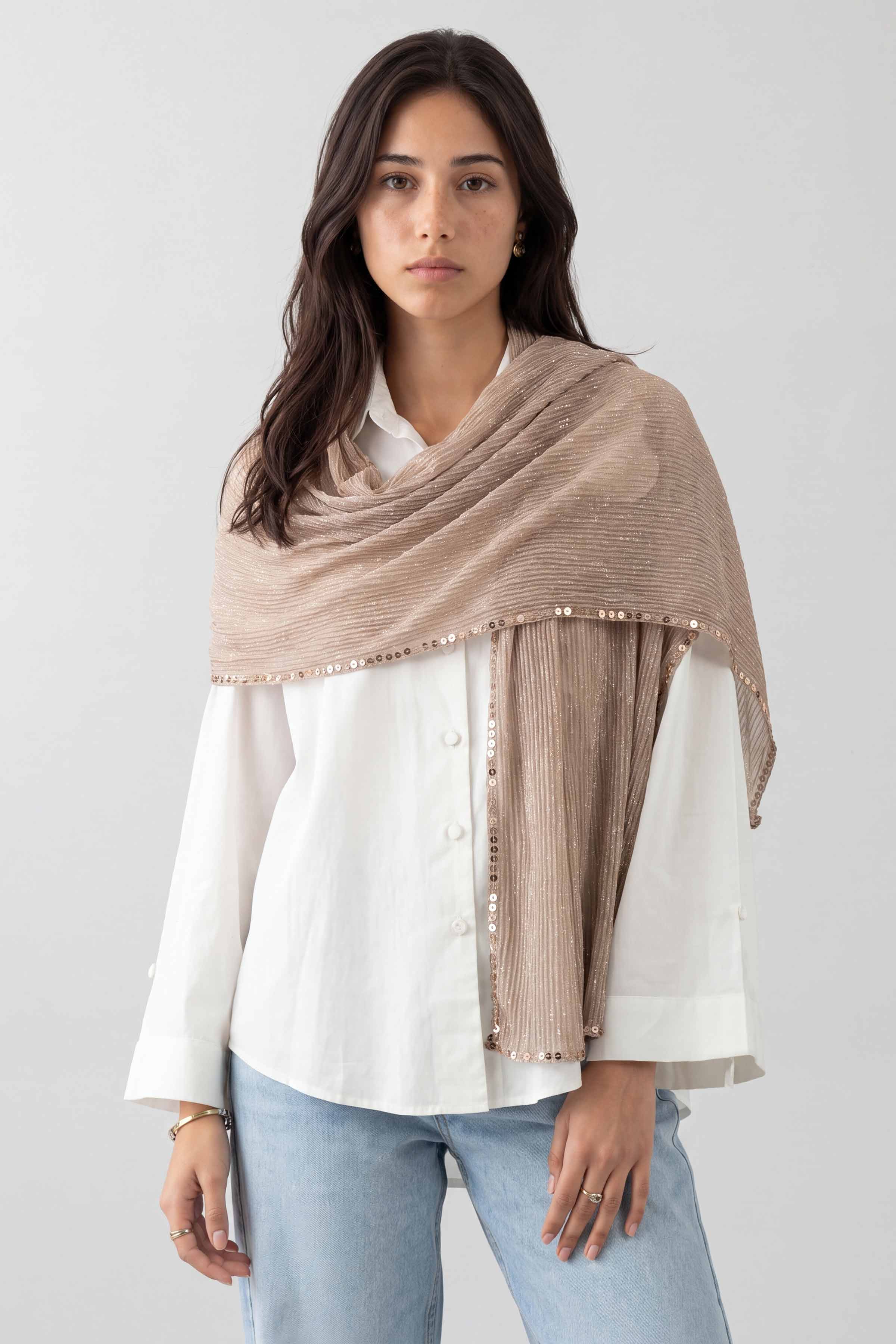 Beige Women Scarf - 447872118