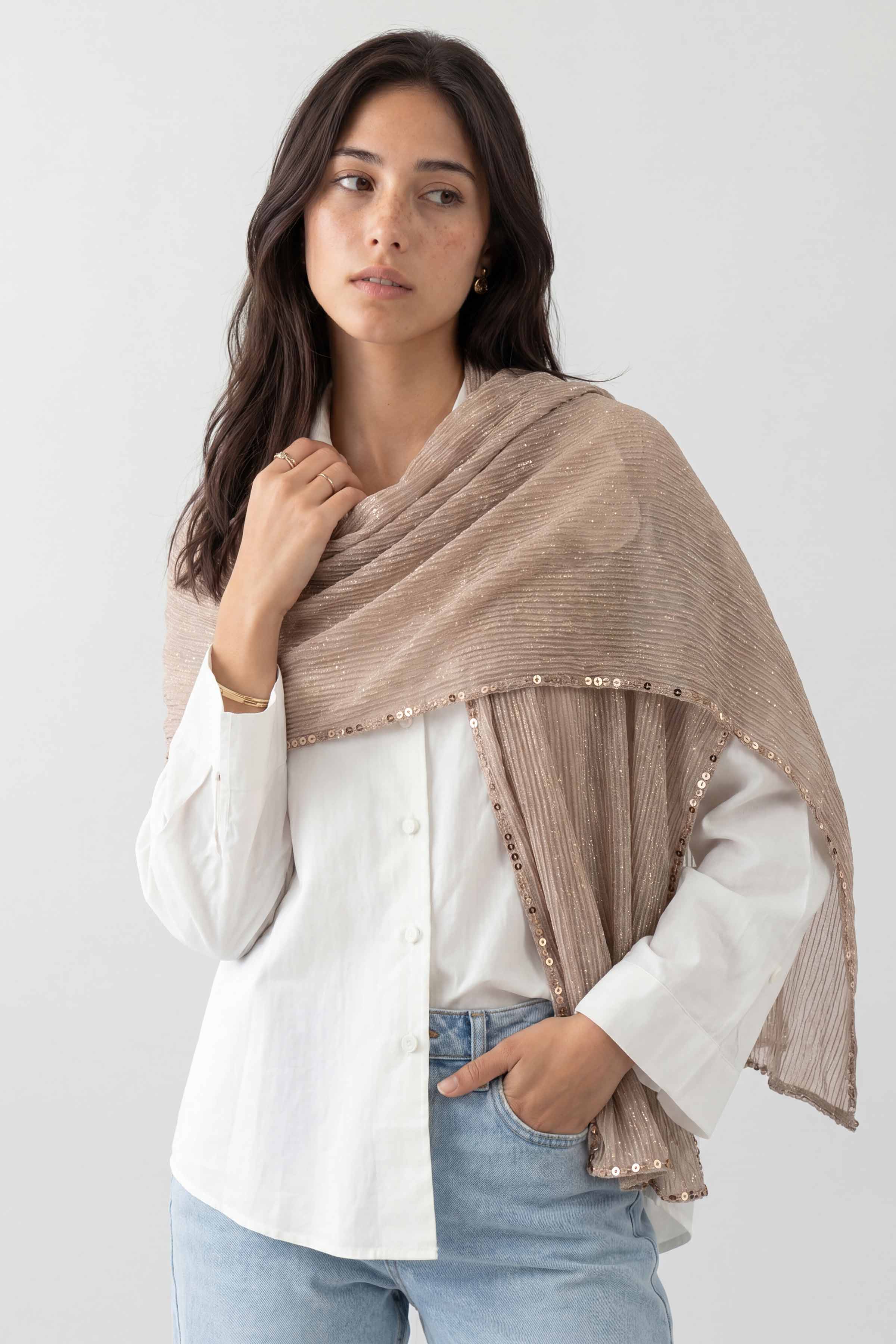 Beige Women Scarf - 447872118