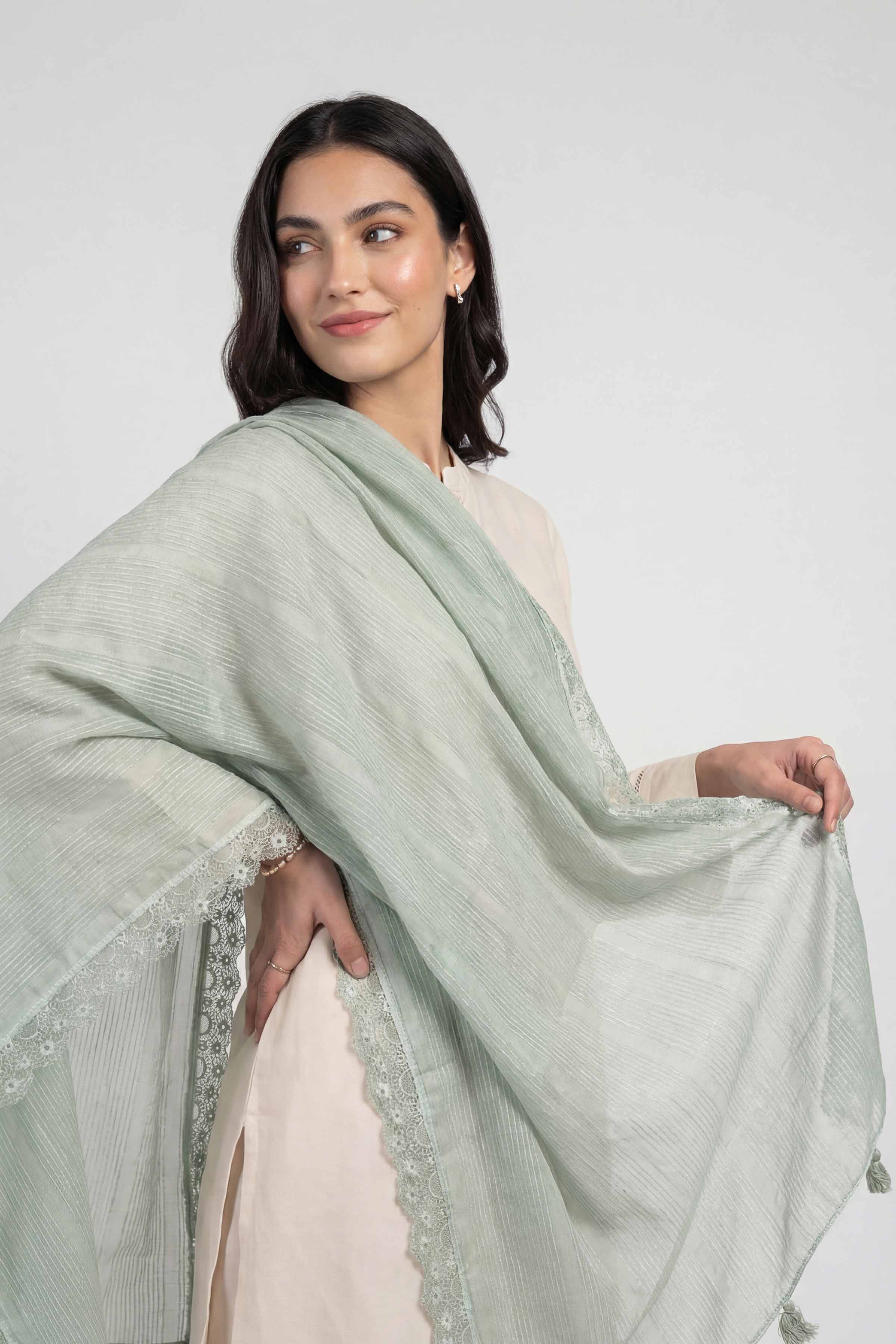 Light Green Women Scarf - 72070973