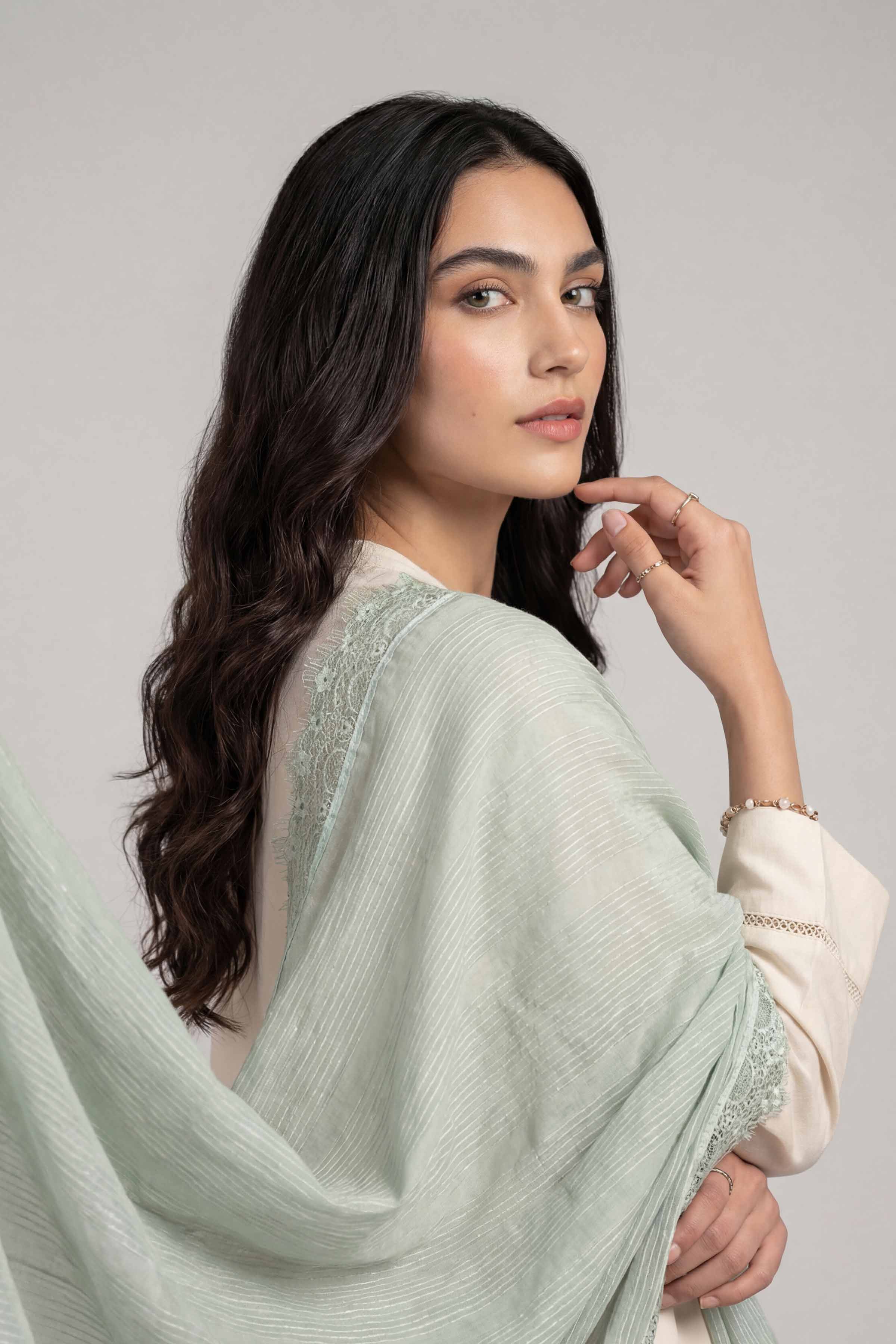 Light Green Women Scarf - 72070973