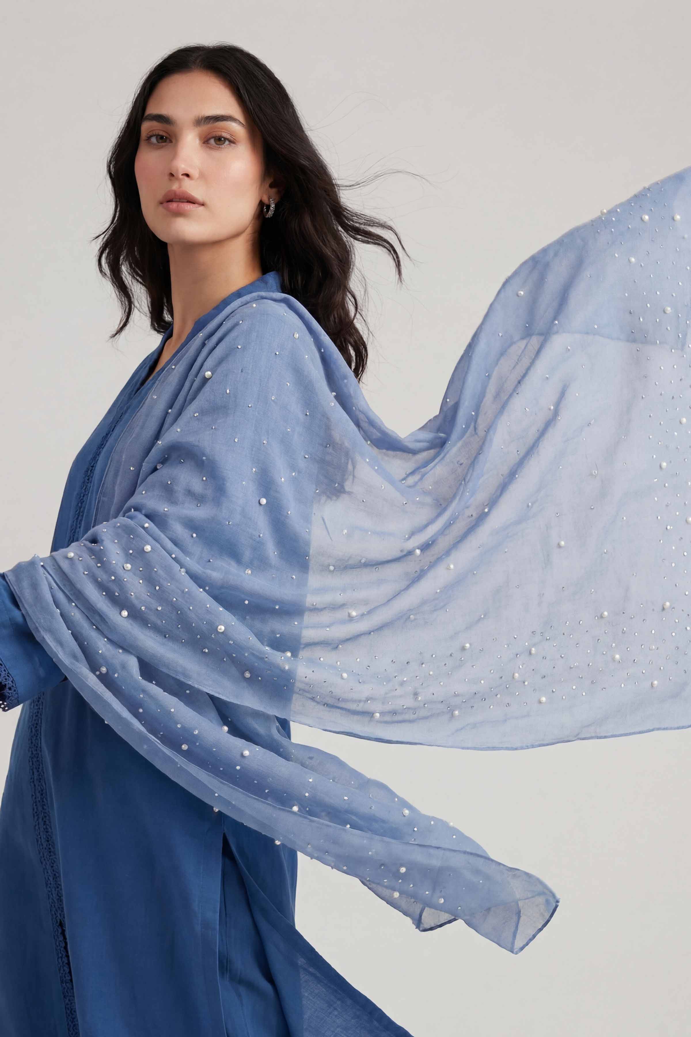 Blue Women Scarf - 72070986