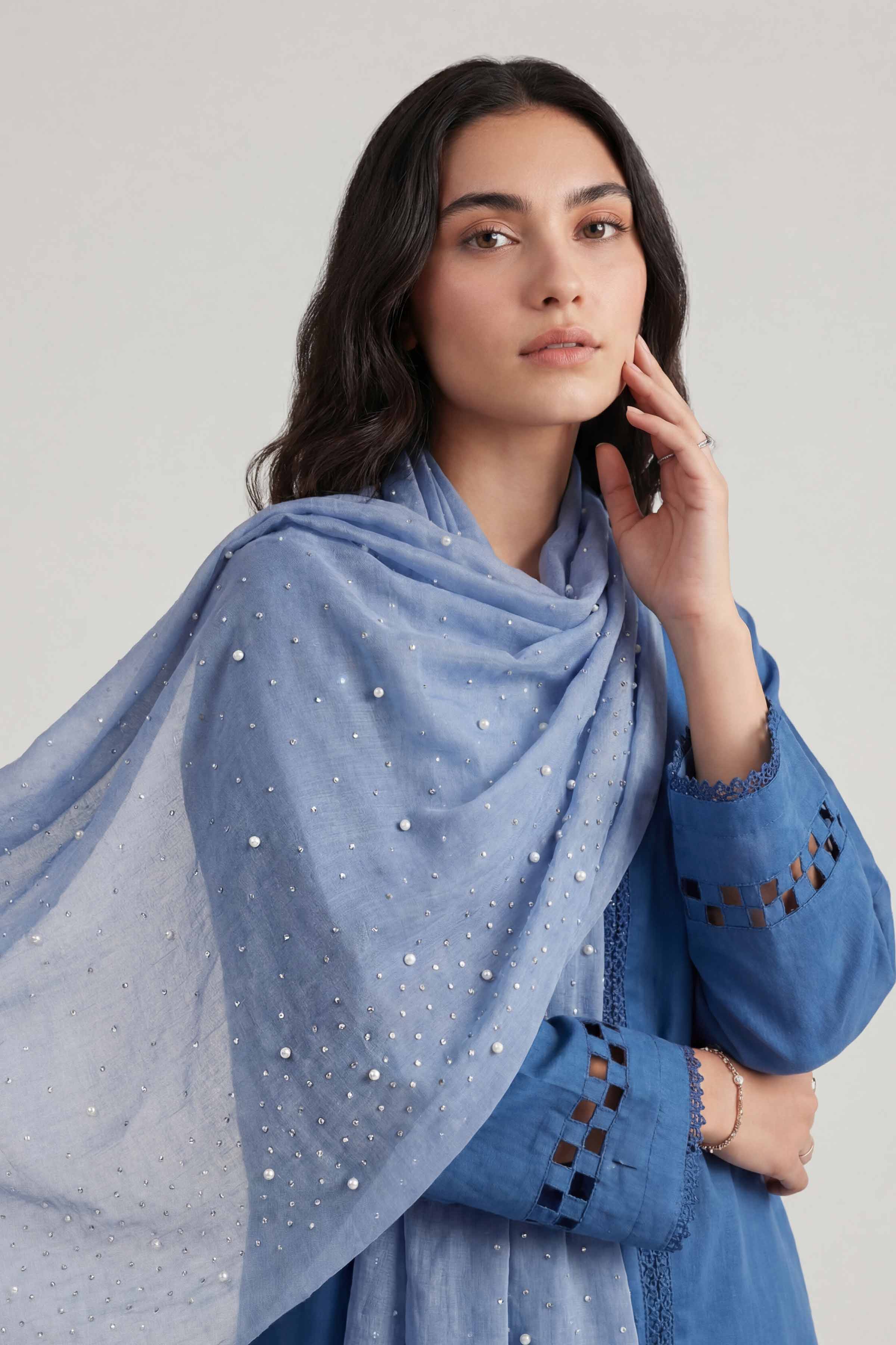 Blue Women Scarf - 72070986
