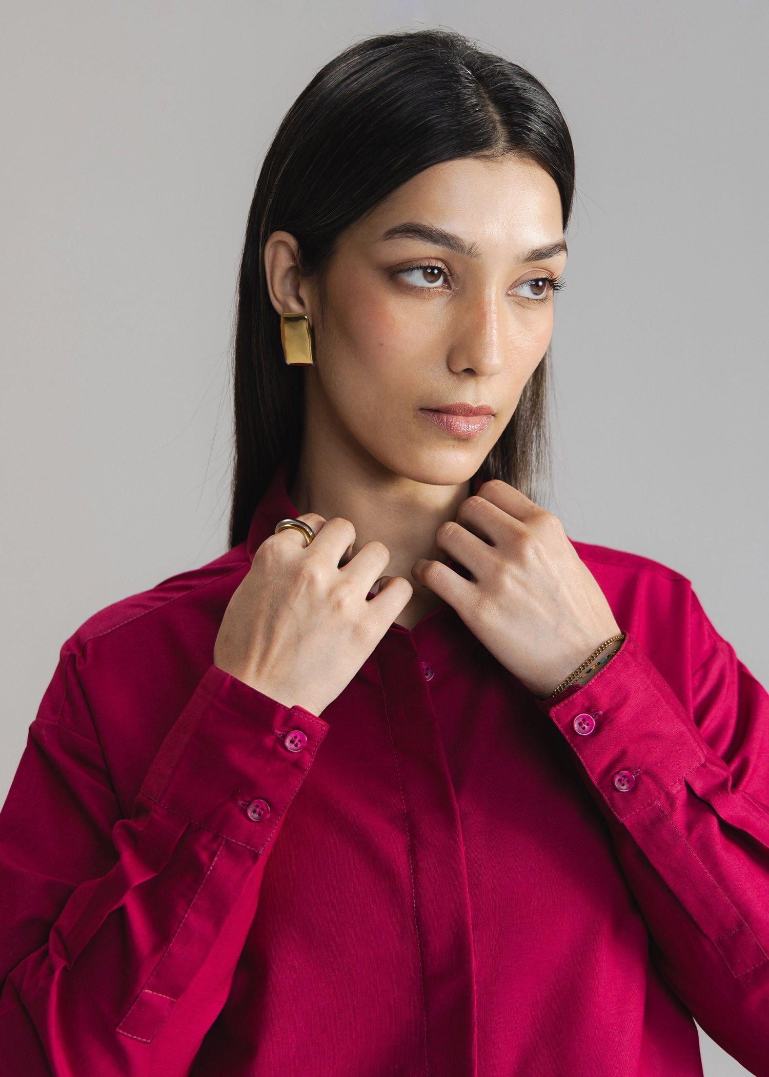 Schiffli Button Down Shirt- WS26-17