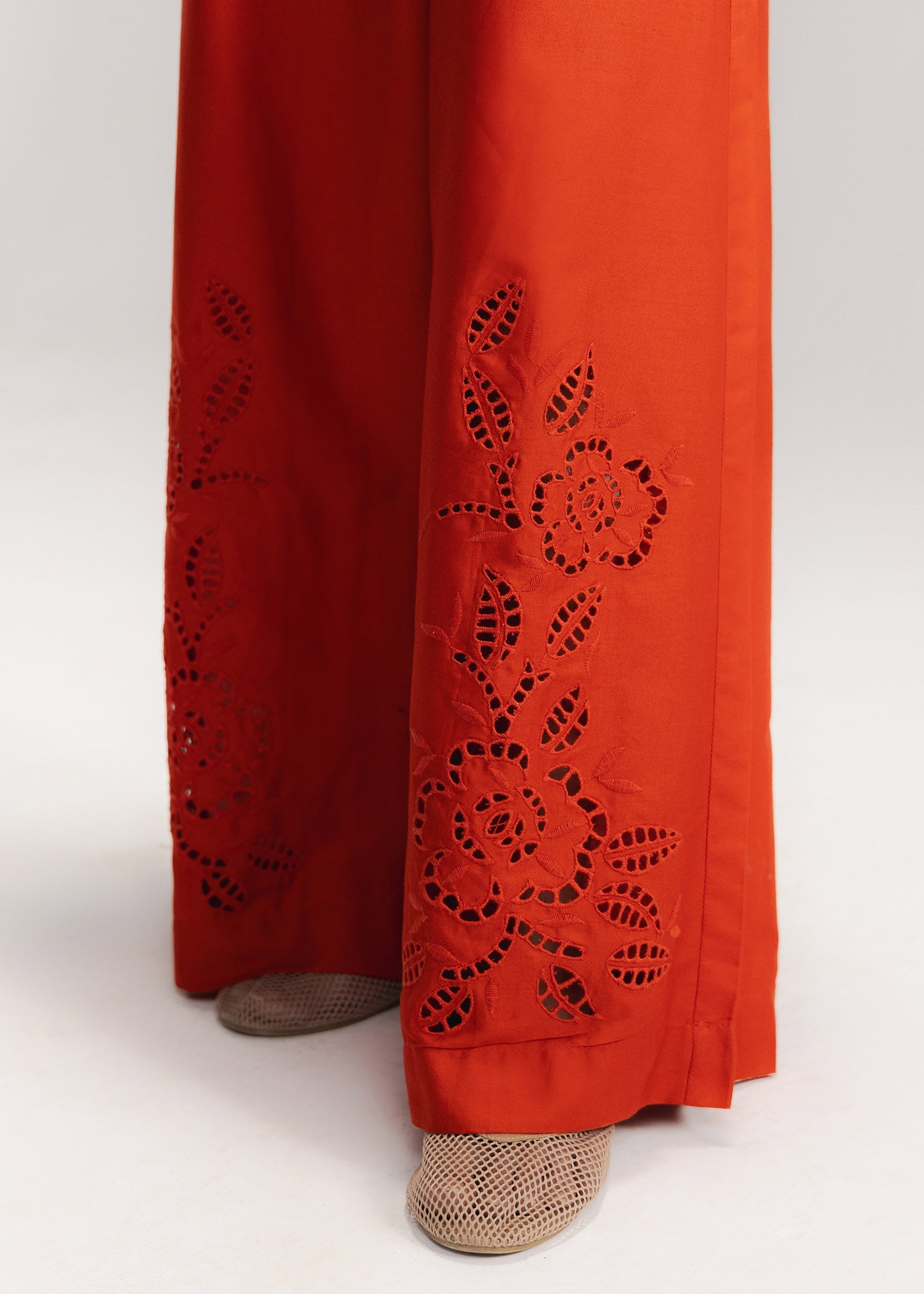 Schiffli Wide Leg Trouser- WS26-95