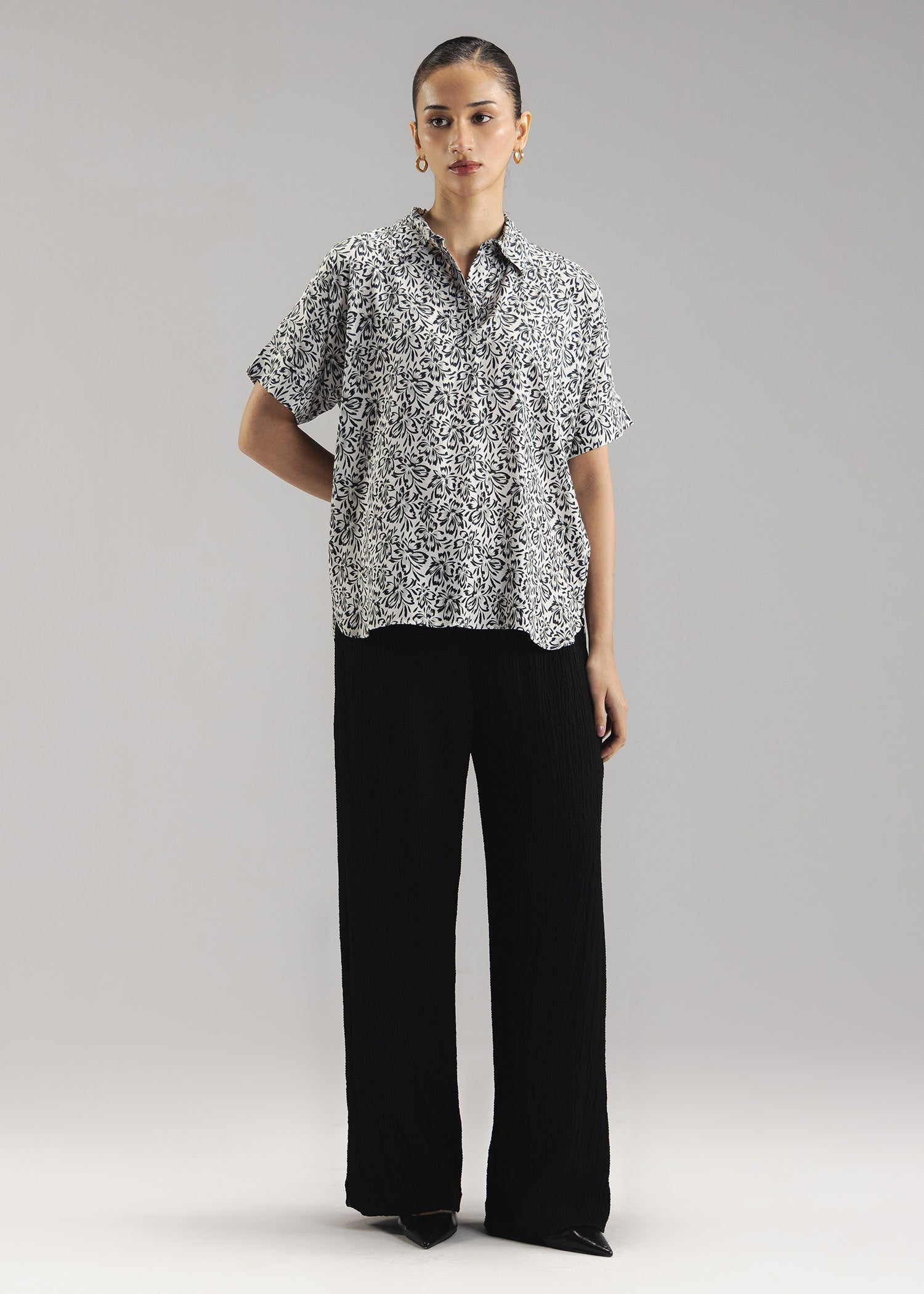 Wide Leg Crinkle Trouser- WS26-154