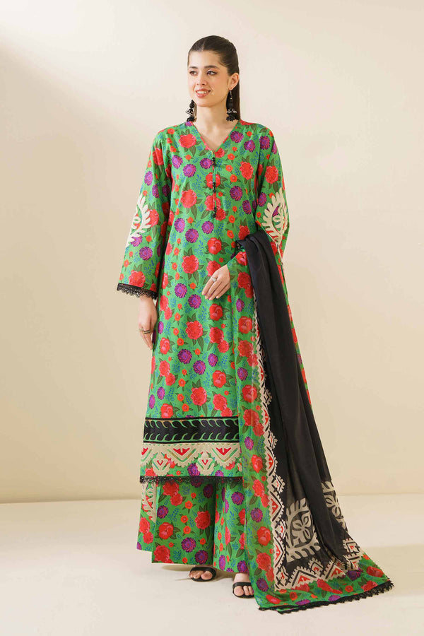 3 Piece - Printed Embroidered Suit - 42401699