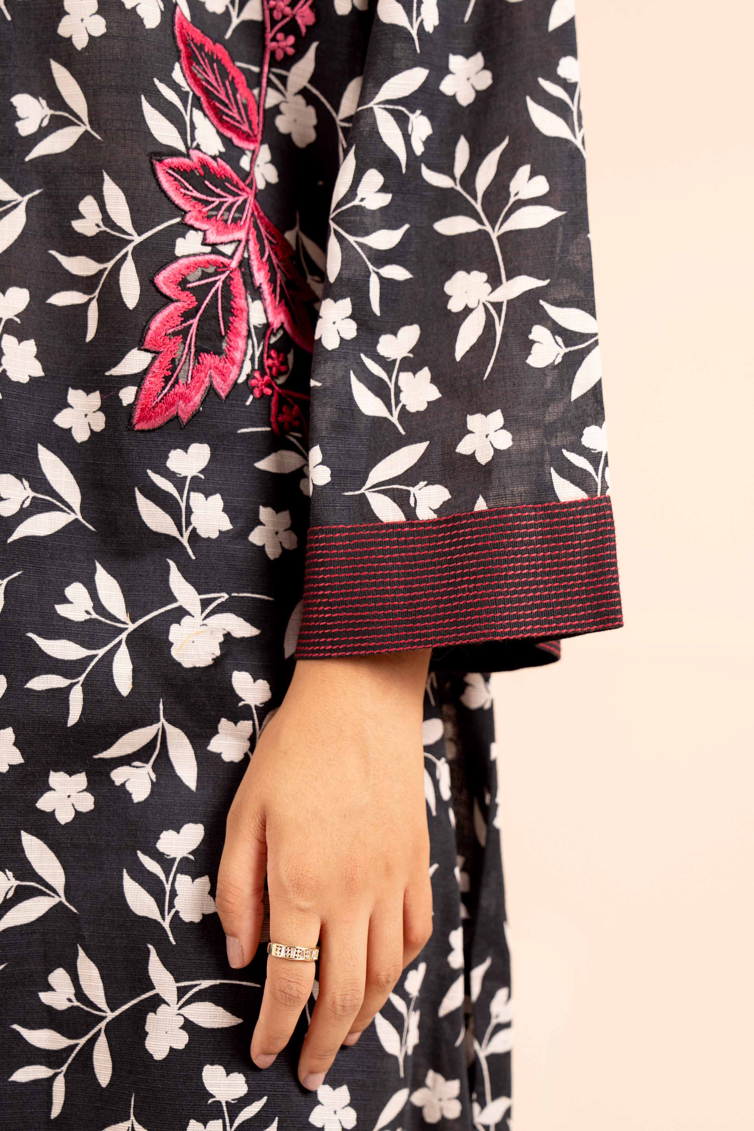 3 Piece - Printed Embroidered Suit - 42404123