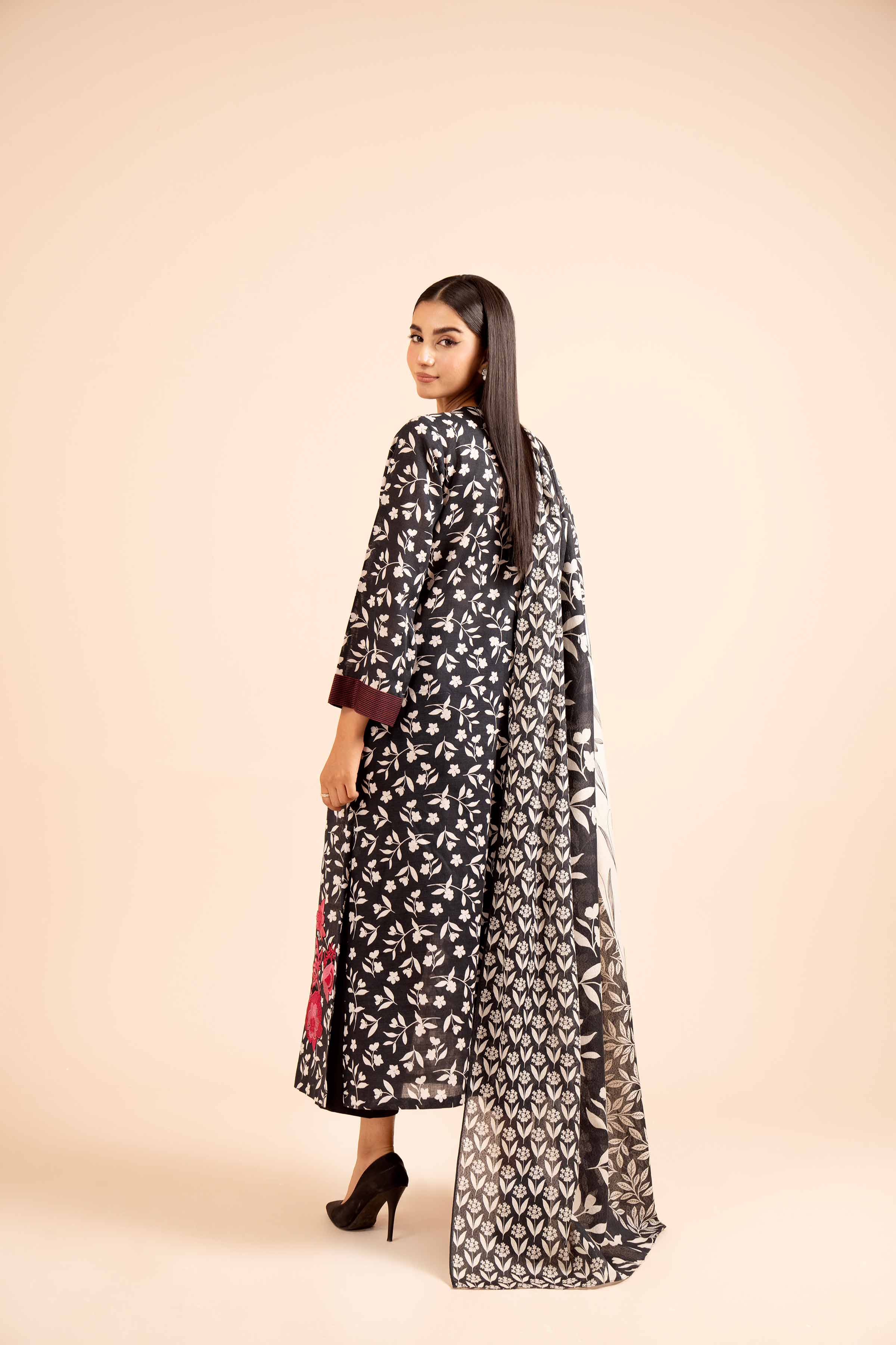3 Piece - Printed Embroidered Suit - 42404123