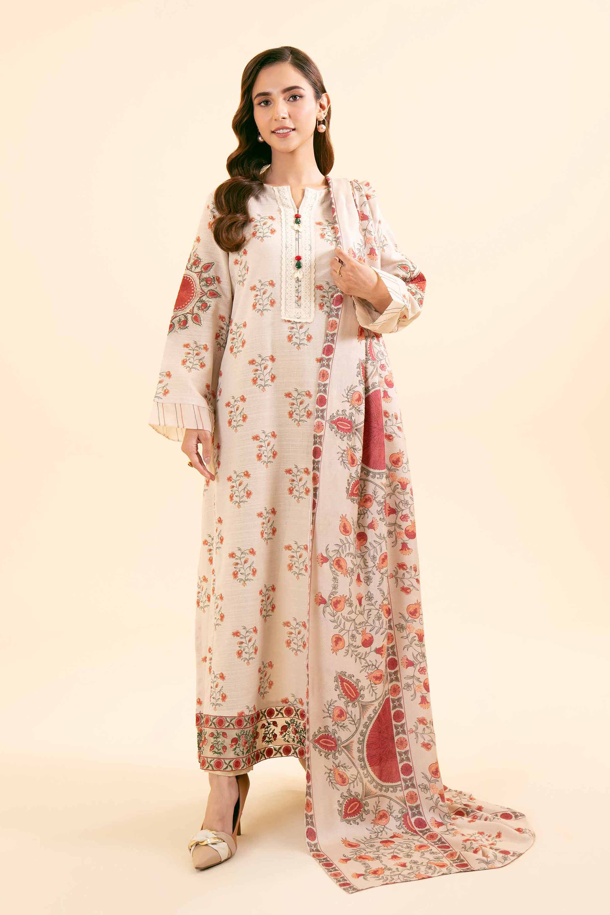 2 Piece - Printed Embroidered Suit - 42404410