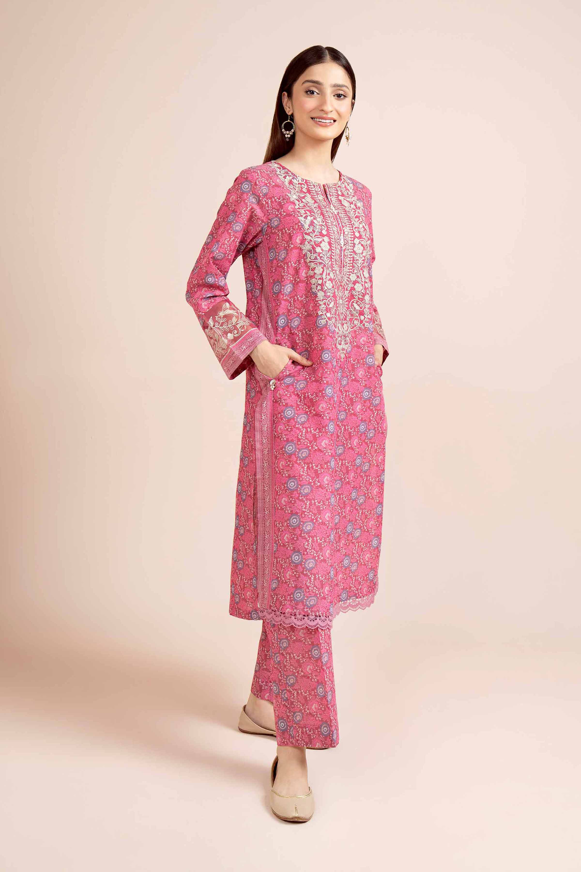2 Piece - Digital Printed Embroidered Suit - 42404434