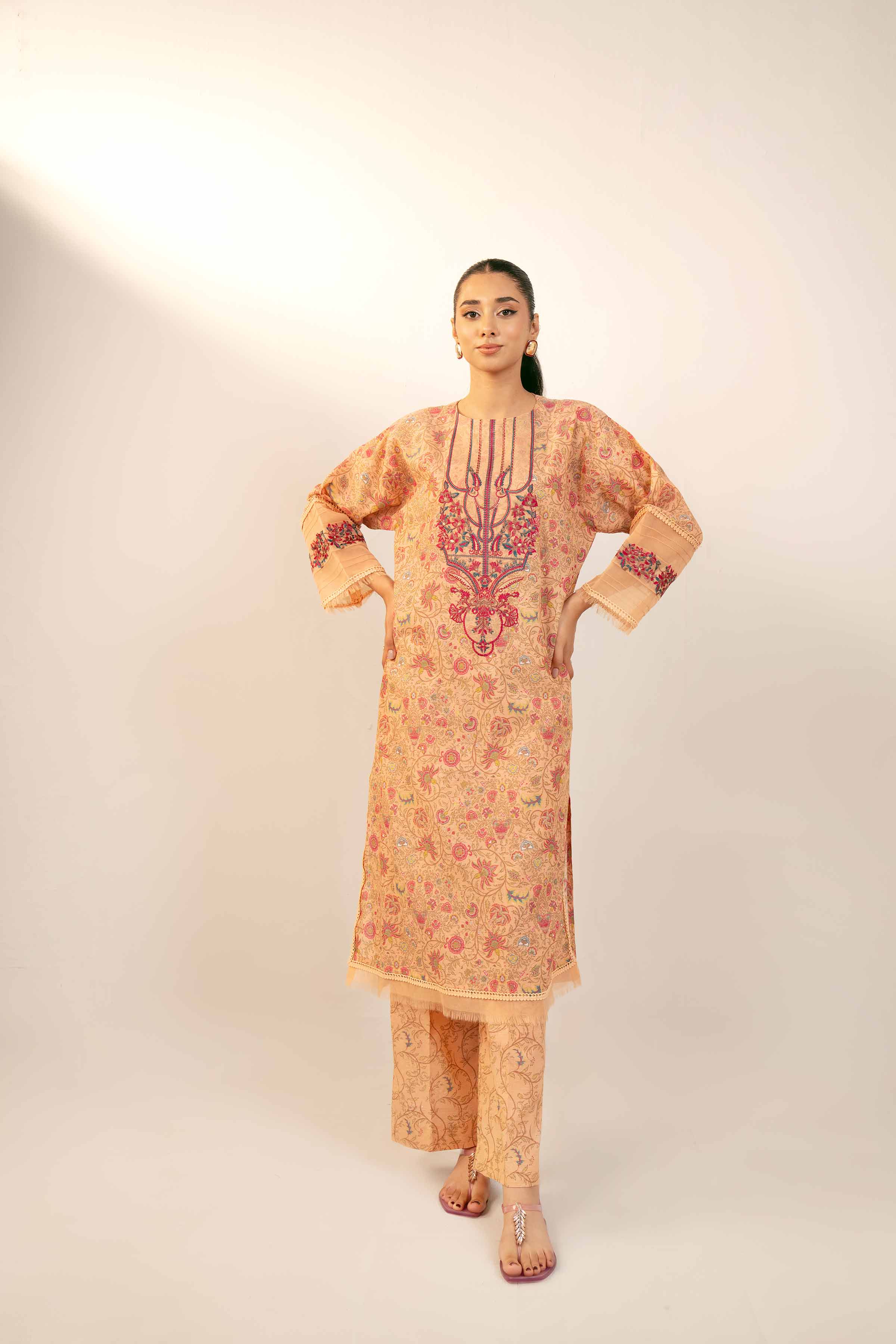 2 Piece - Digital Printed Embroidered Suit - 42404435