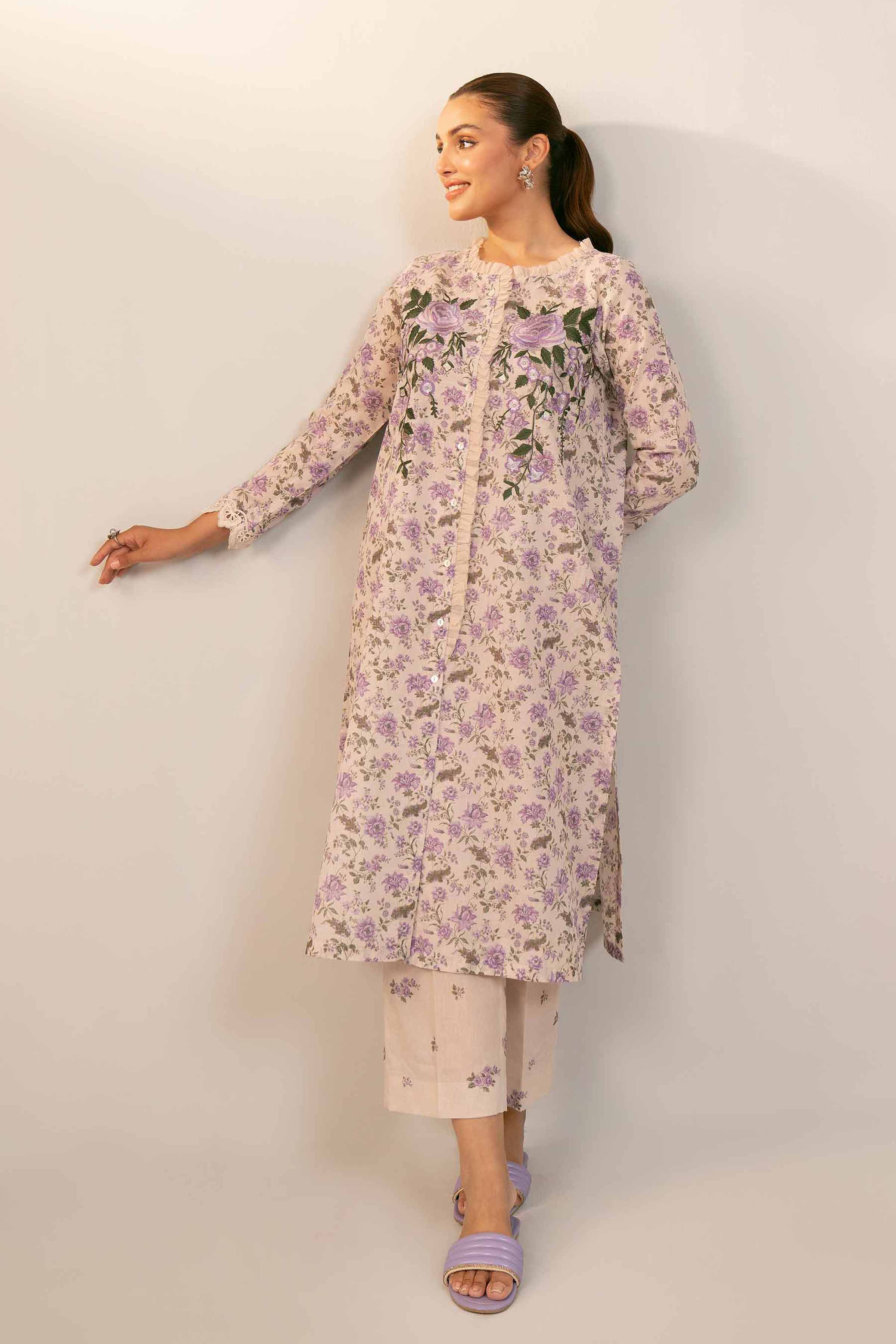 2 Piece - Digital Printed Embroidered Suit - 42404436