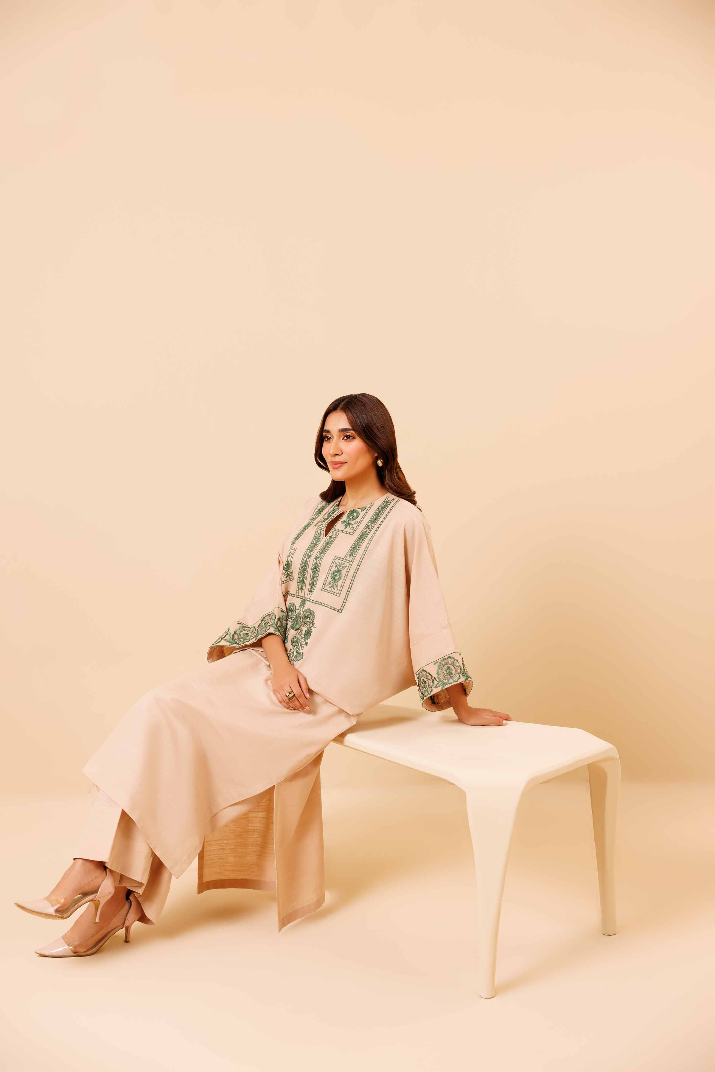 2 Piece - Dyed Embroidered Suit - 42404550