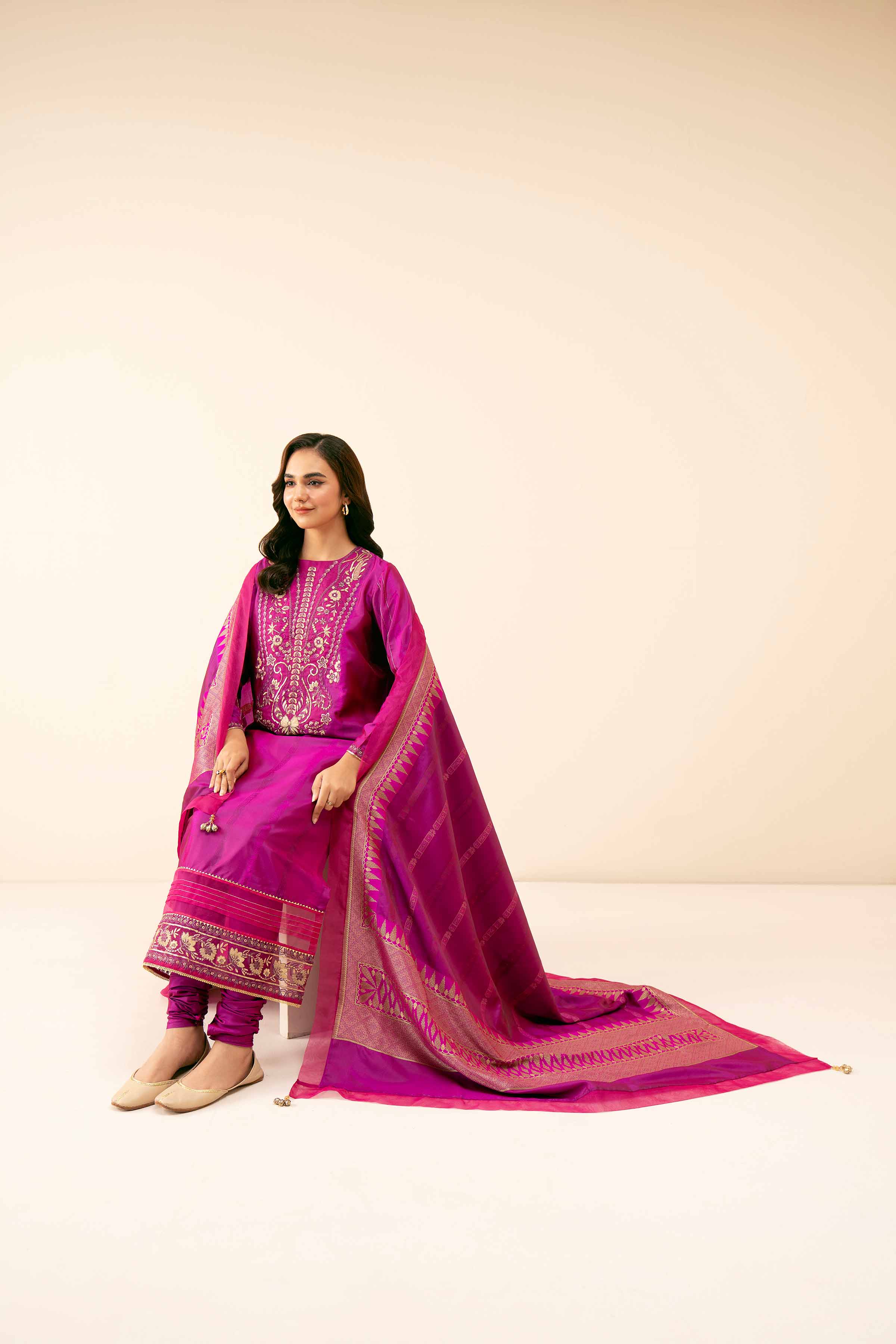 3 Piece - Yarn Dyed Jacquard Embroidered Suit - 42404645