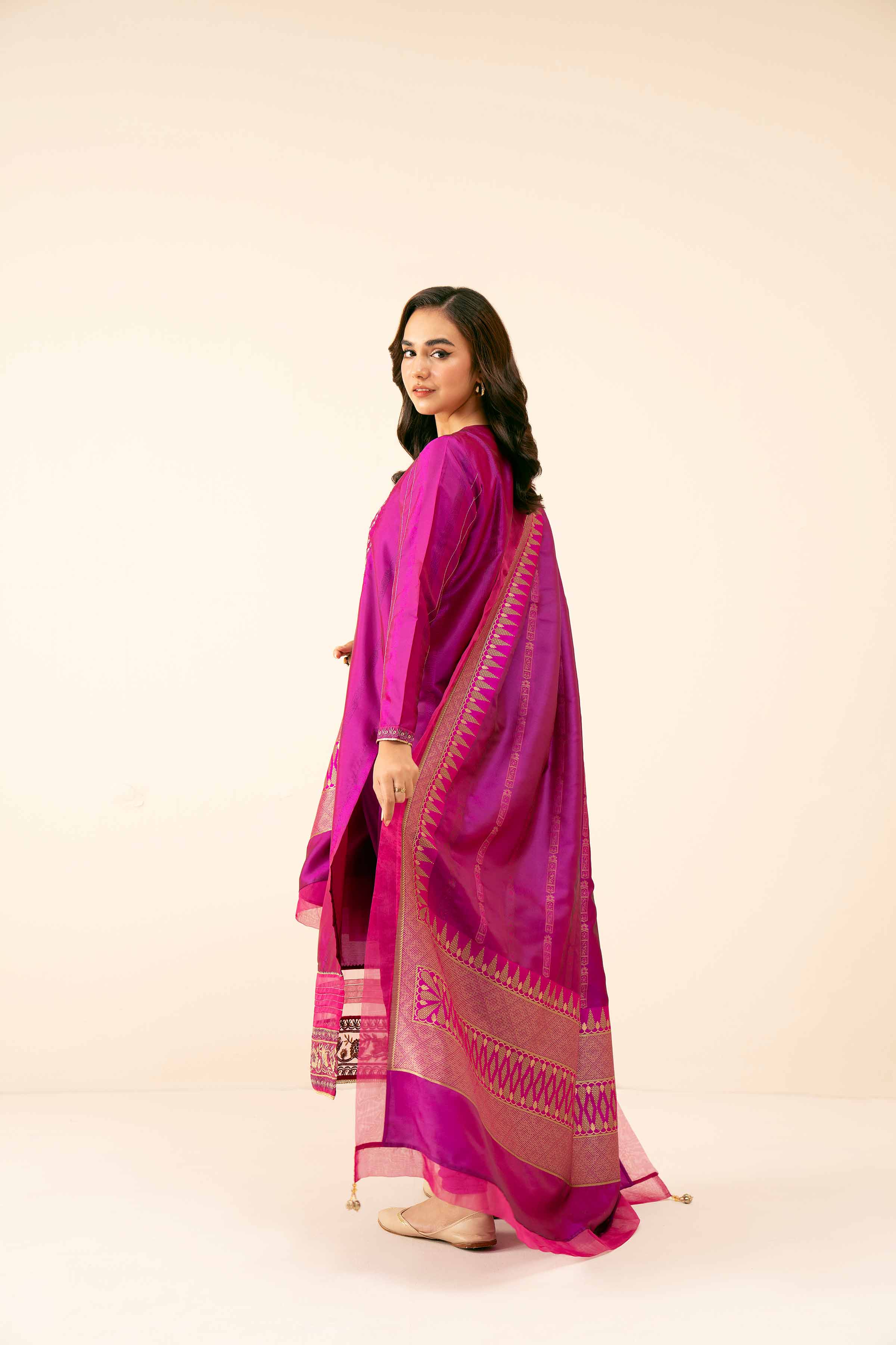 3 Piece - Yarn Dyed Jacquard Embroidered Suit - 42404645