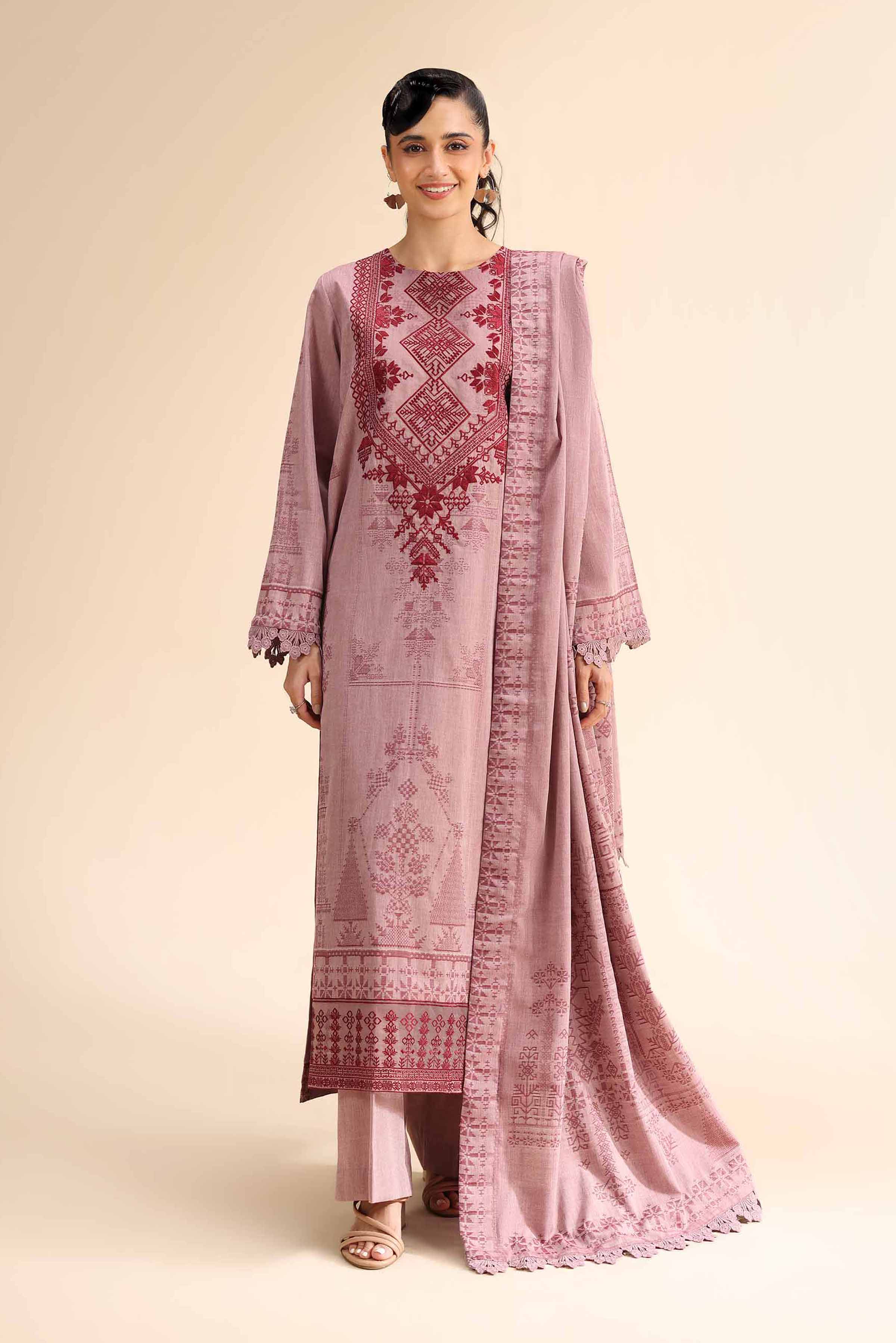 3 Piece - Jacquard Embroidered Suit - 42501047