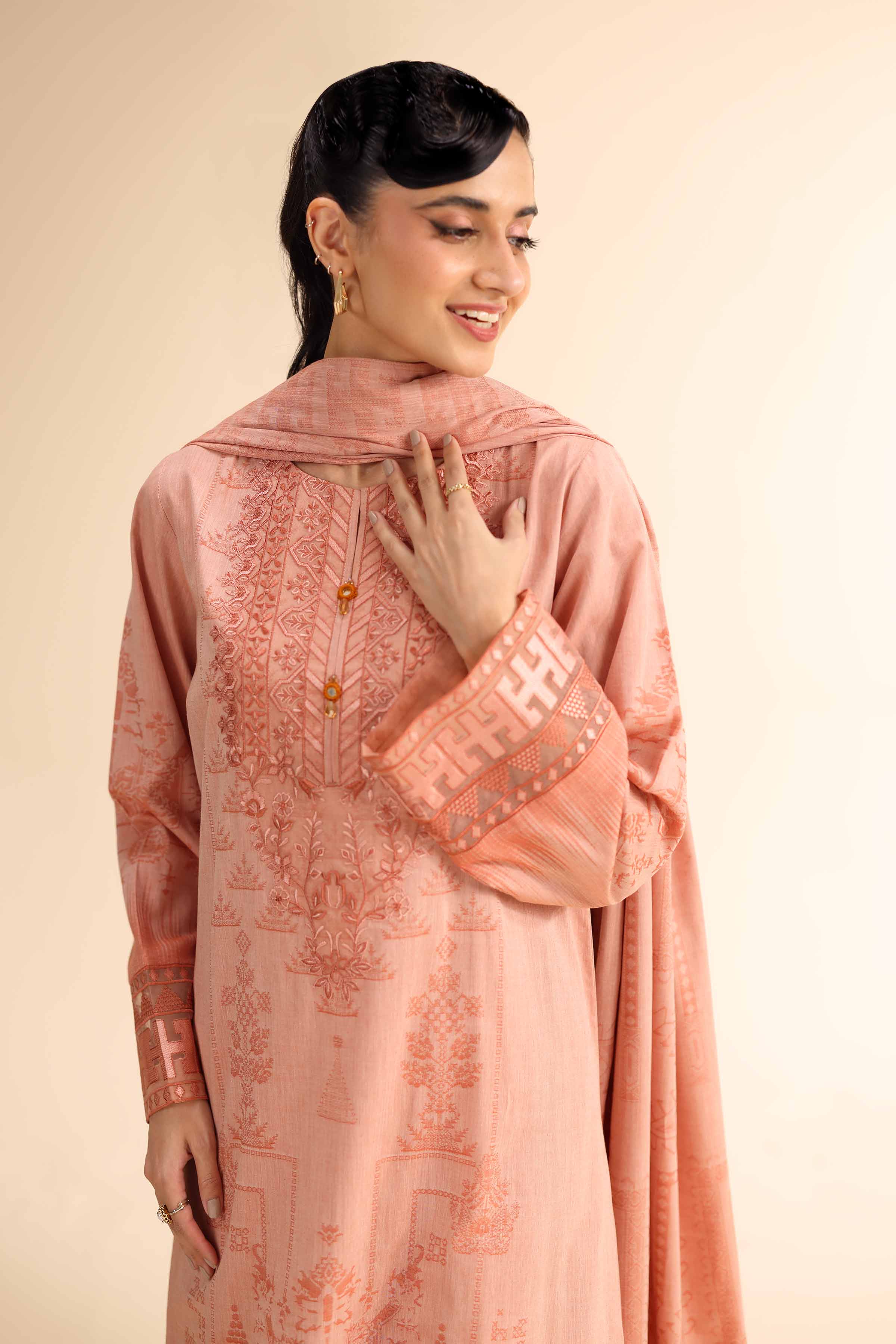 3 Piece - Jacquard Embroidered Suit - 42501049