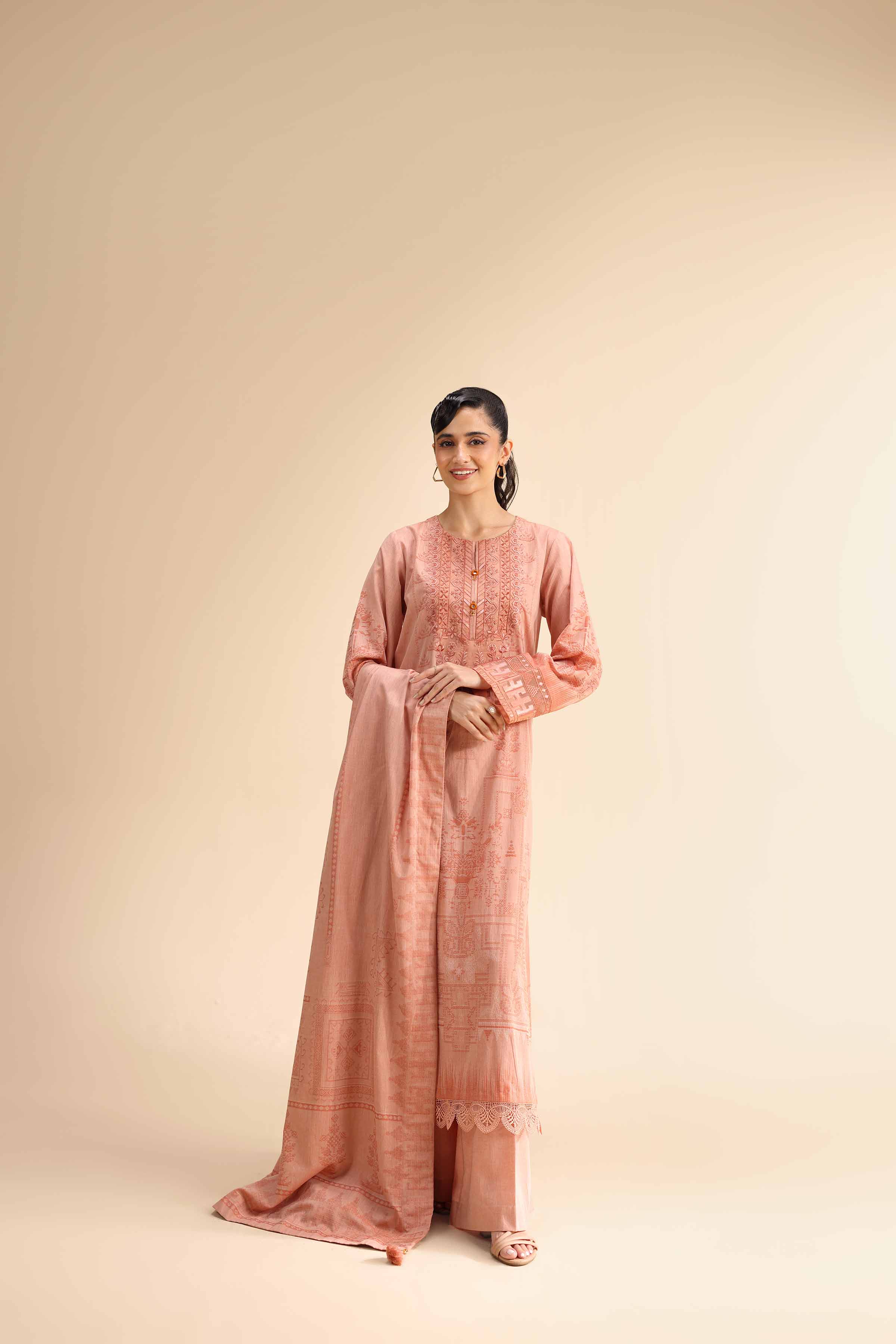 3 Piece - Jacquard Embroidered Suit - 42501049