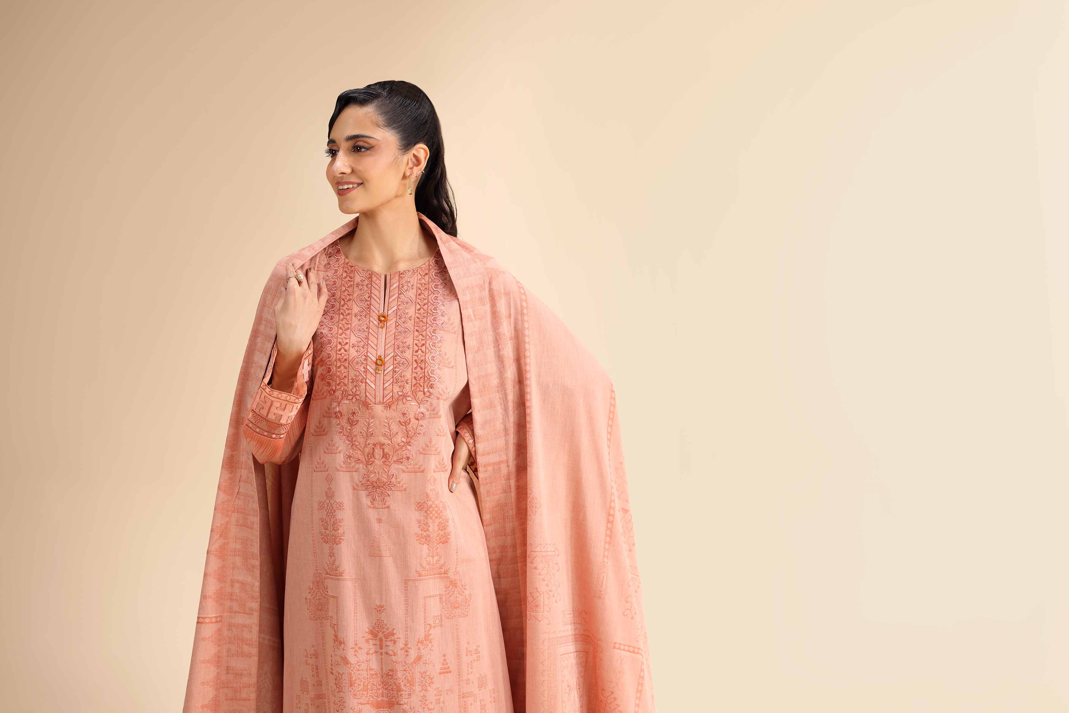3 Piece - Jacquard Embroidered Suit - 42501049