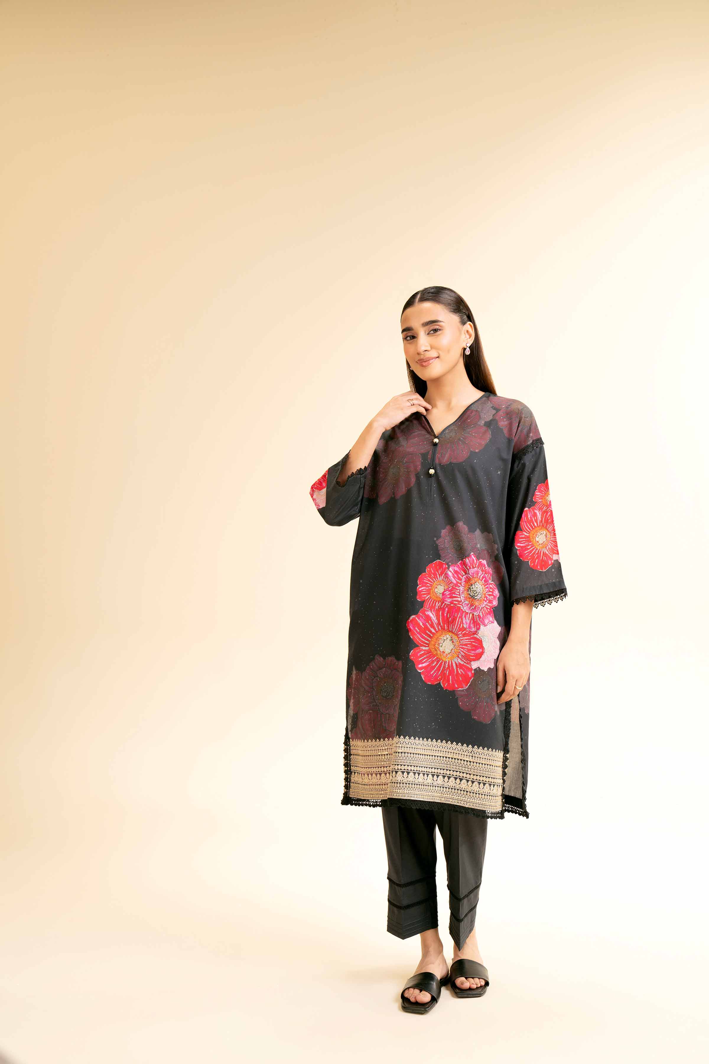 2 Piece - Digital Printed Embroidered Suit - 42501147