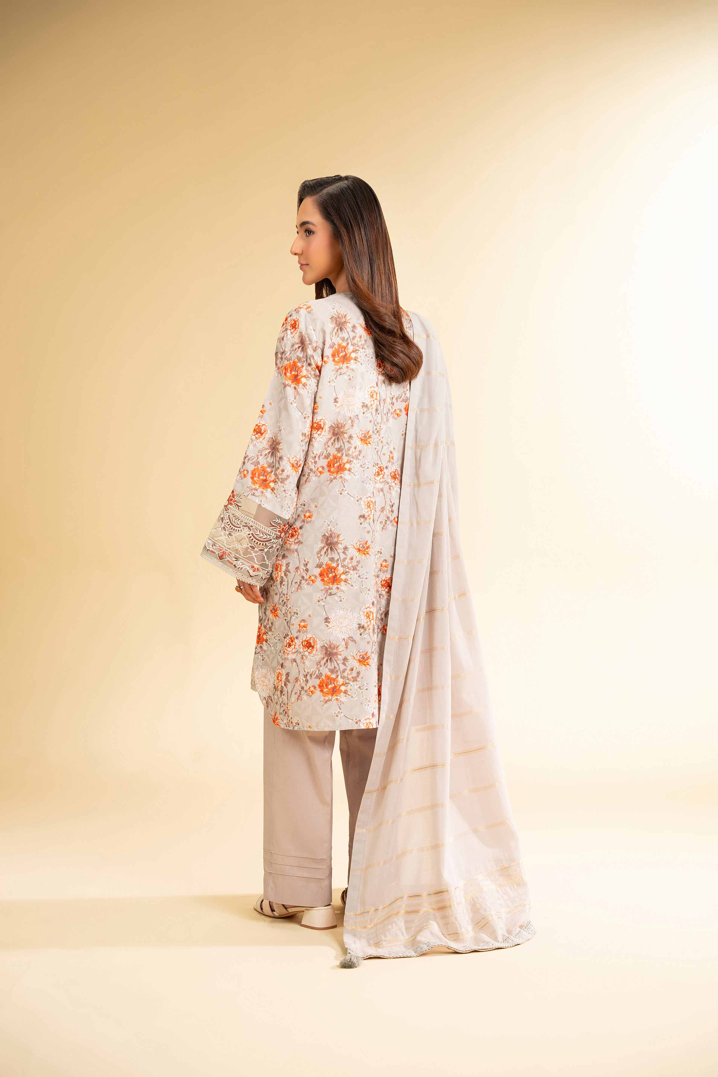 3 Piece - Digital Printed Jacquard Embroidered Suit - 42501297