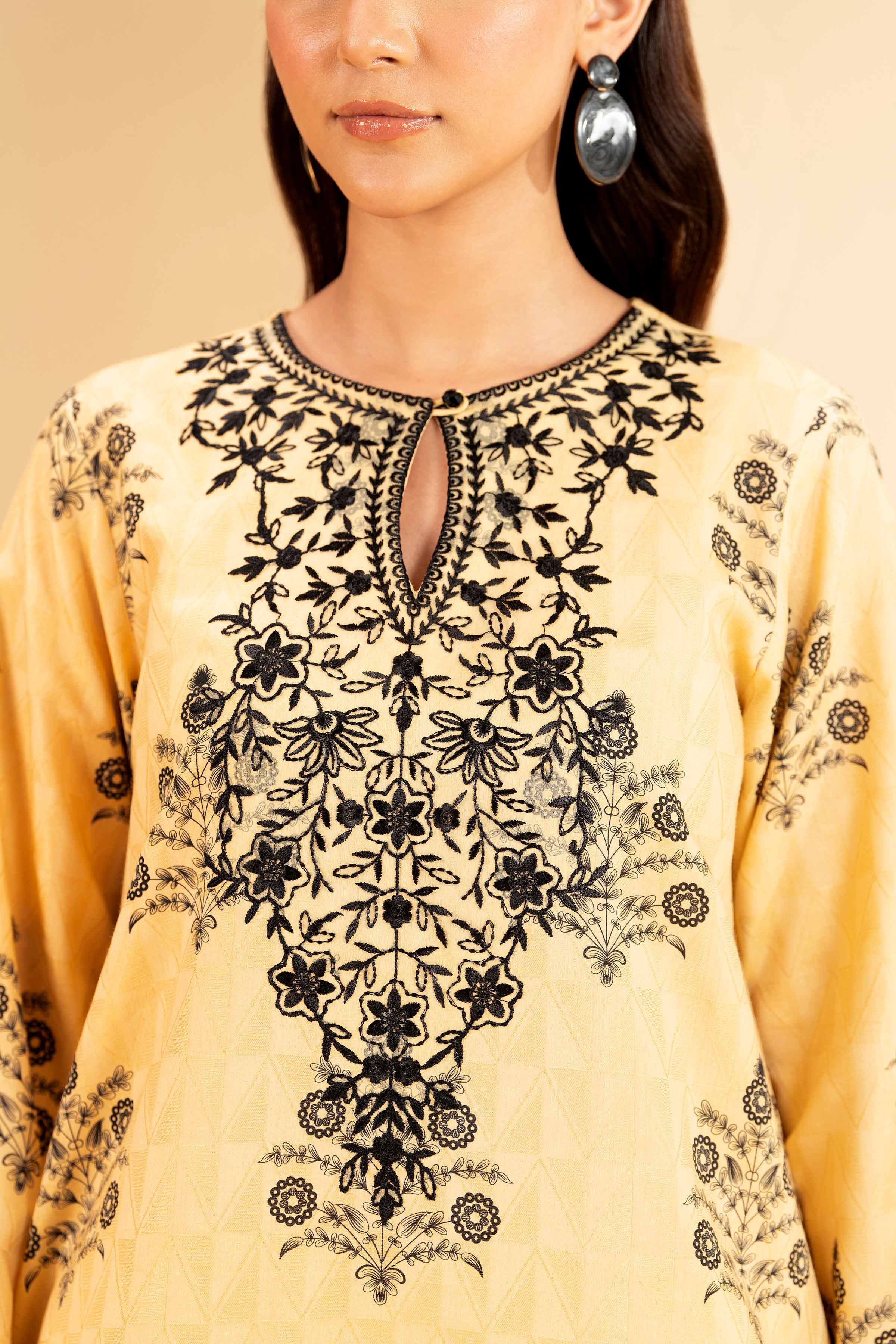 3 Piece - Digital Printed Jacquard Embroidered Suit - 42501299