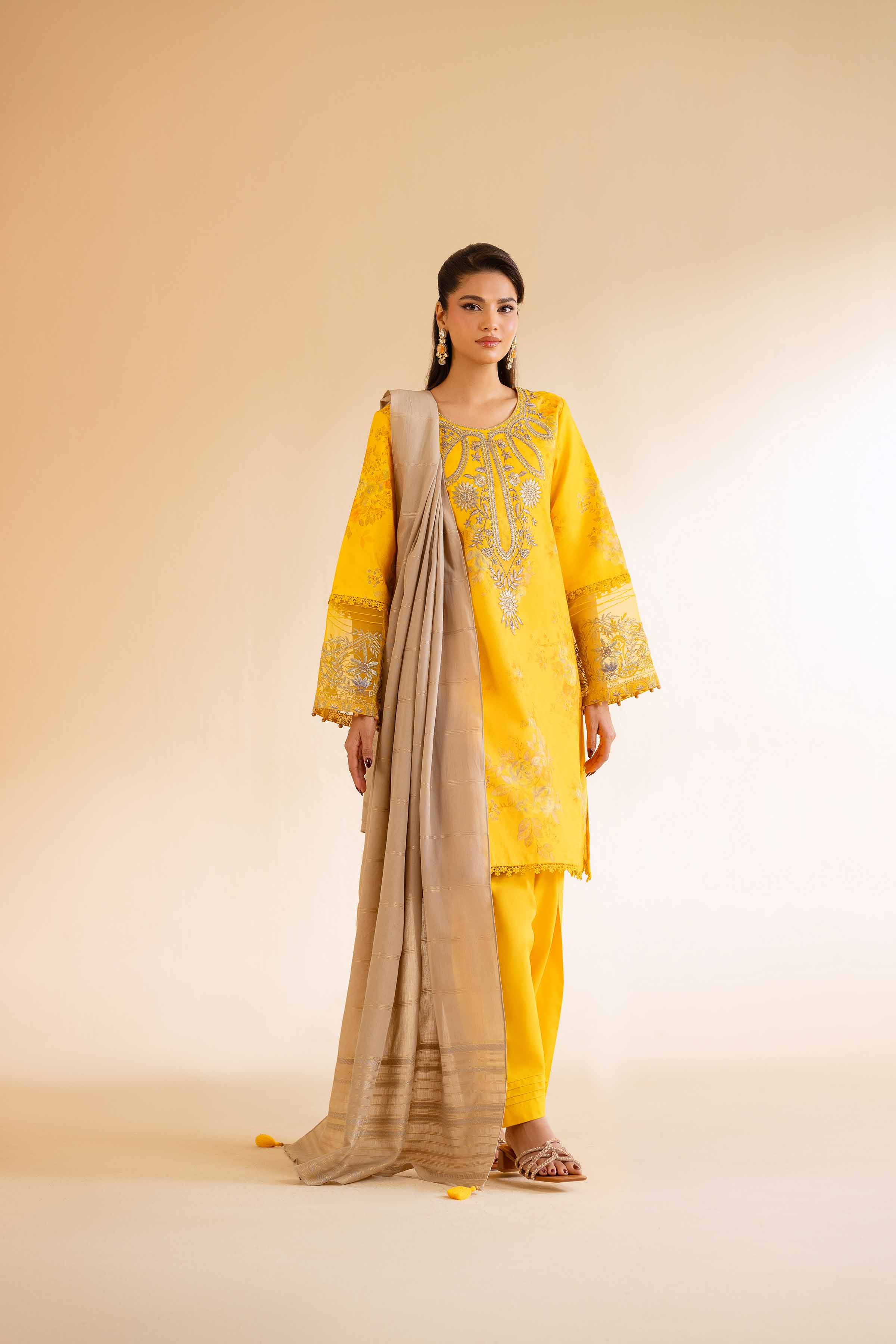 3 Piece - Digital Printed Jacquard Embroidered Suit - 42501300