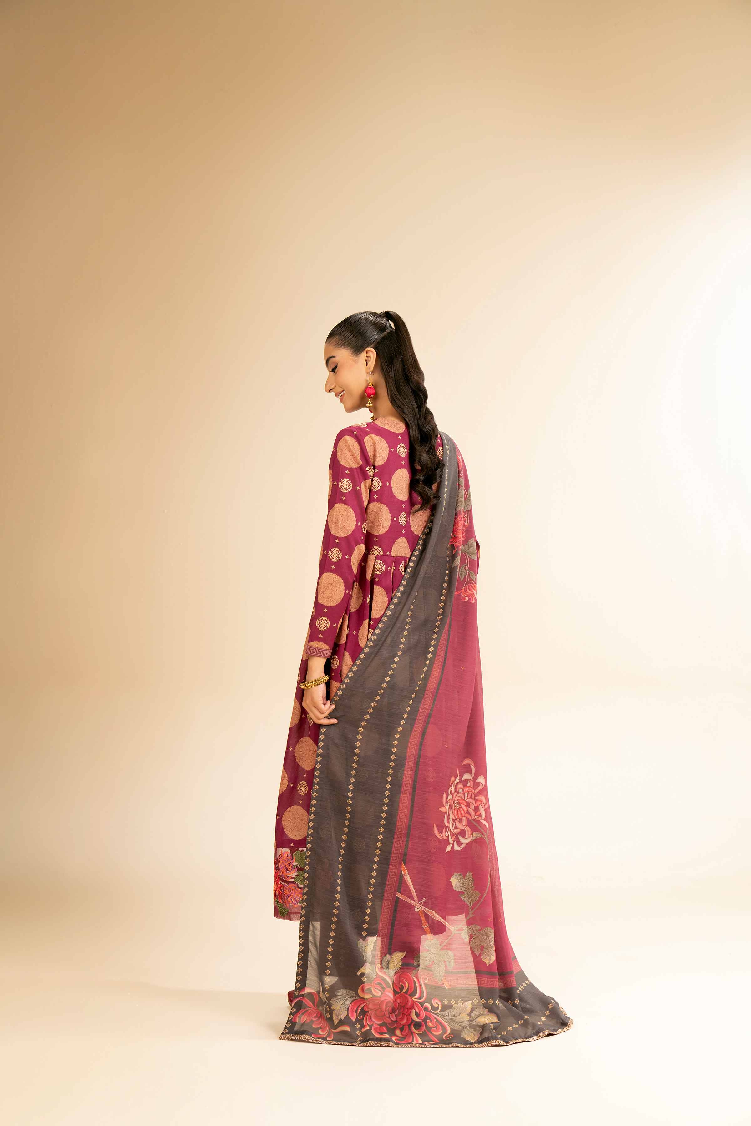 3 Piece - Printed Embroidered Suit - 42501315