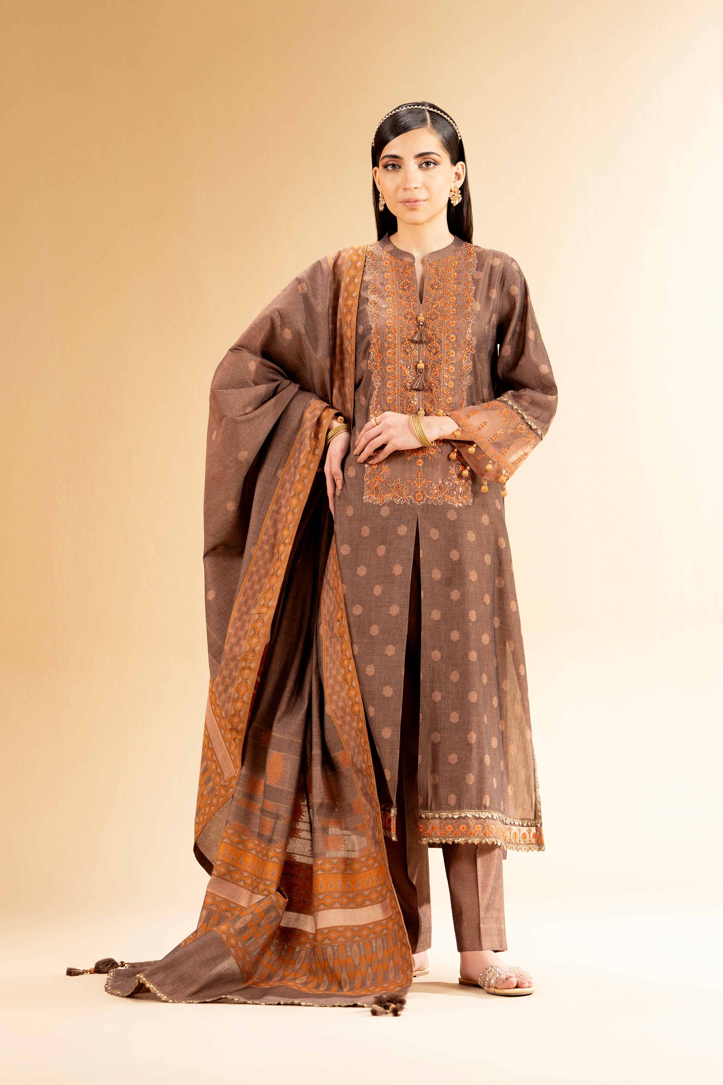 3 Piece - Jacquard Embroidered Suit - 42501396