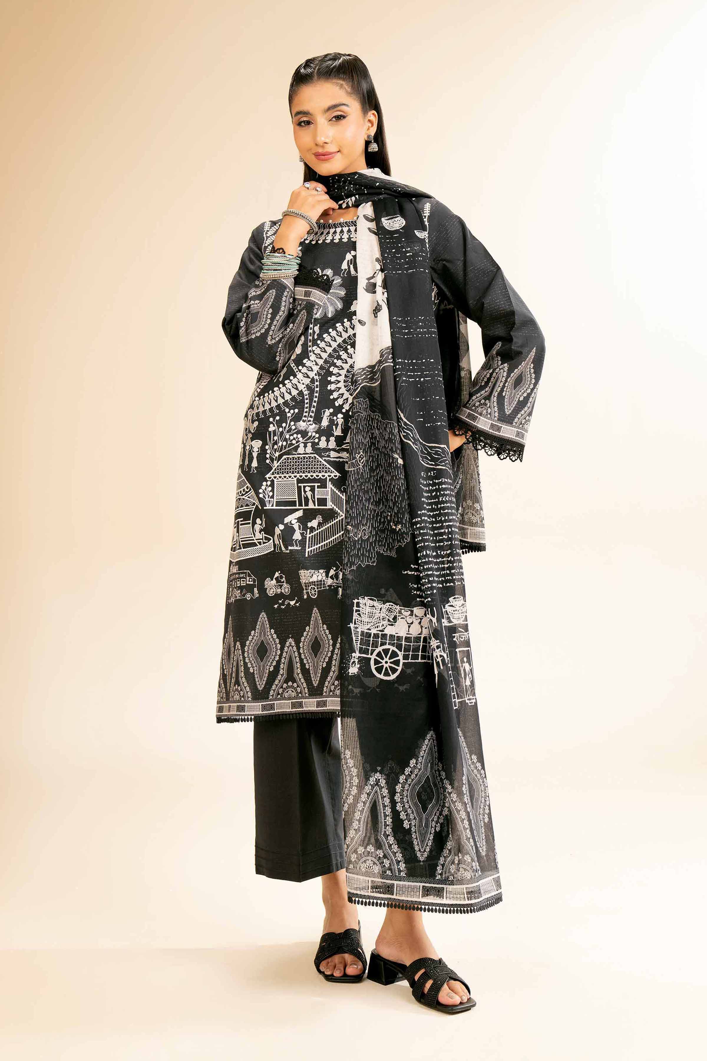 3 Piece - Digital Printed Embroidered Suit - 42501435