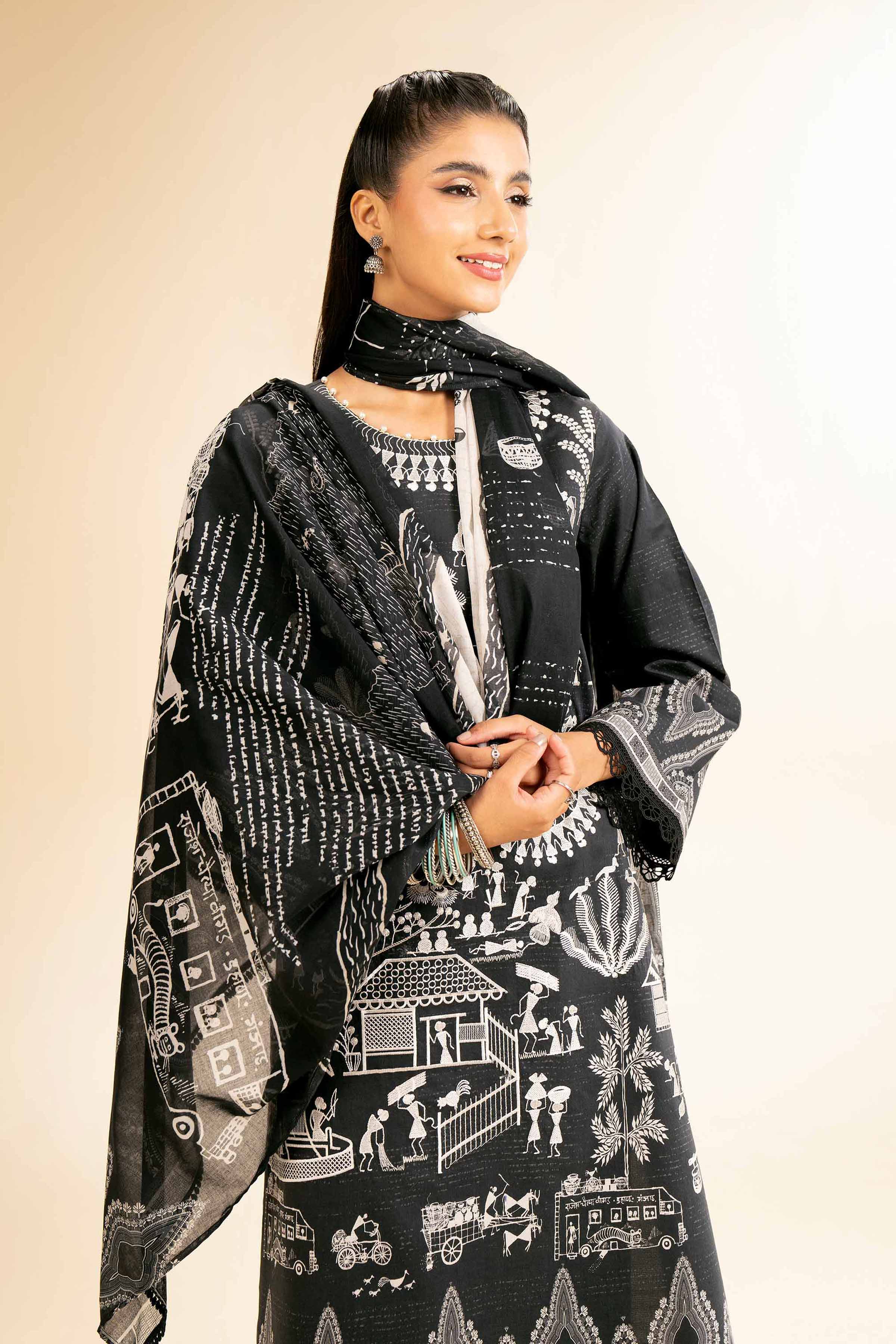 3 Piece - Digital Printed Embroidered Suit - 42501435