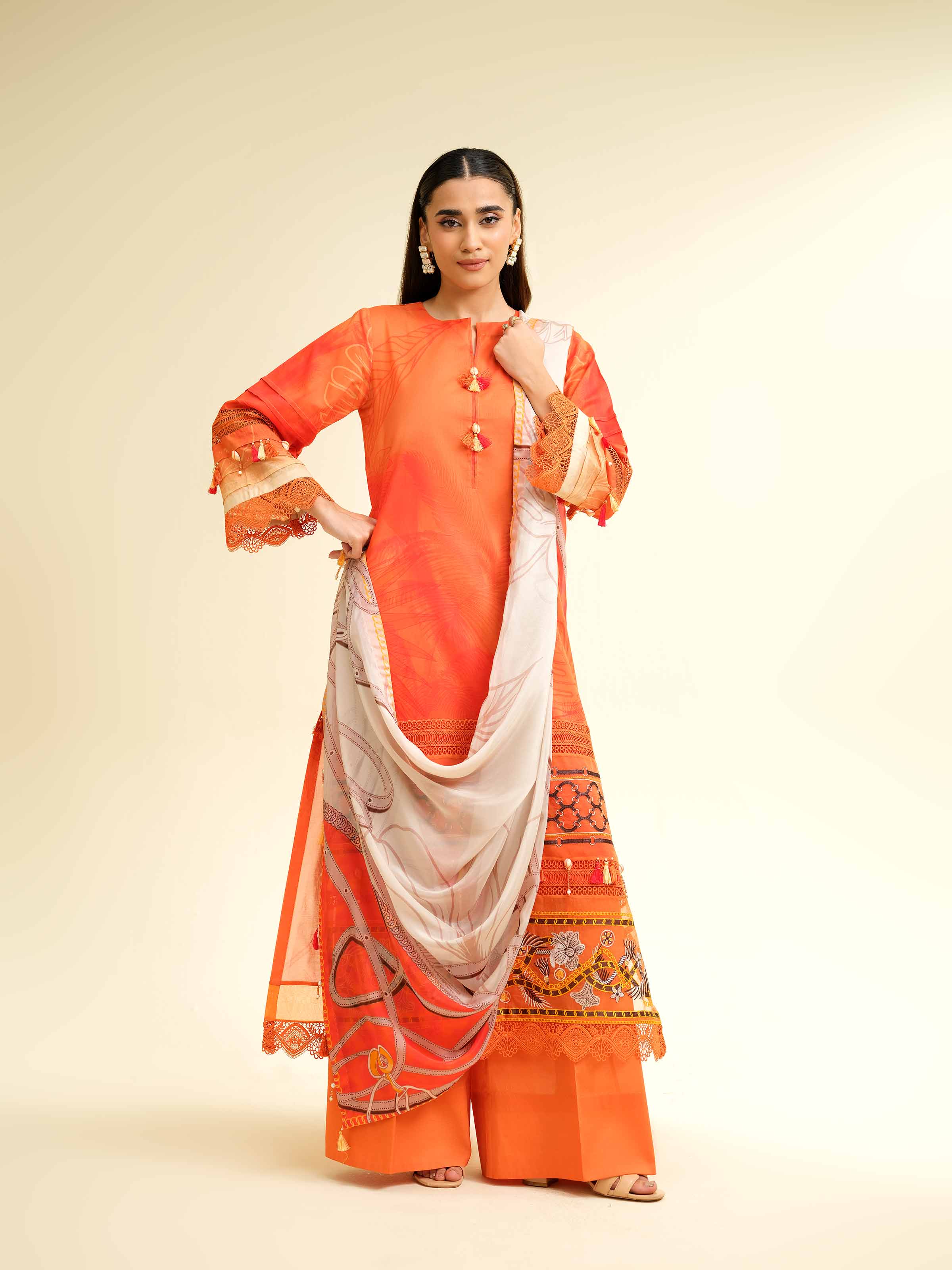 3 Piece - Digital Printed Embroidered Suit - 42501477