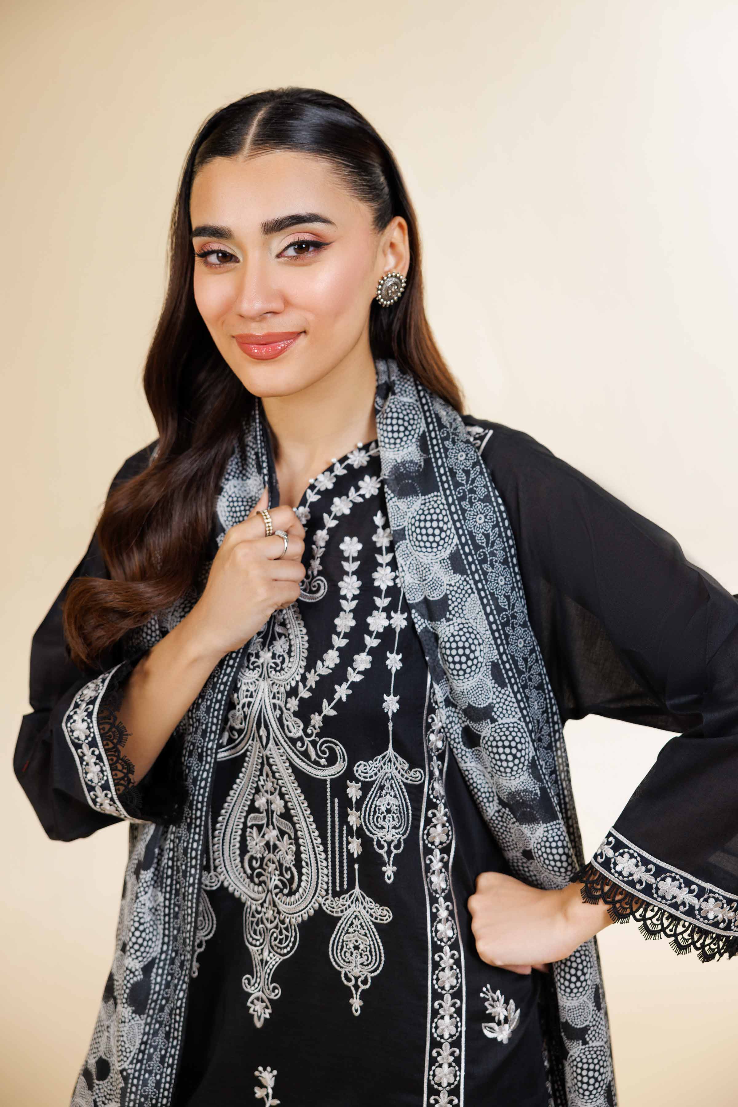 3 Piece - Digital Printed Embroidered Suit - 42501585