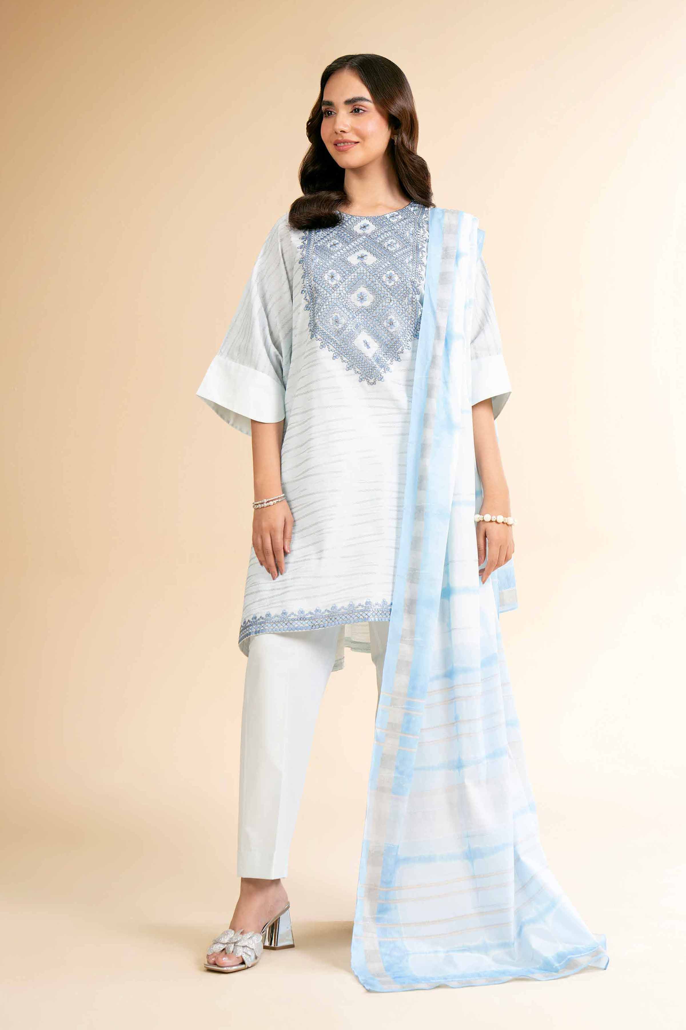 3 Piece - Digital Printed Embroidered Suit - 42501636