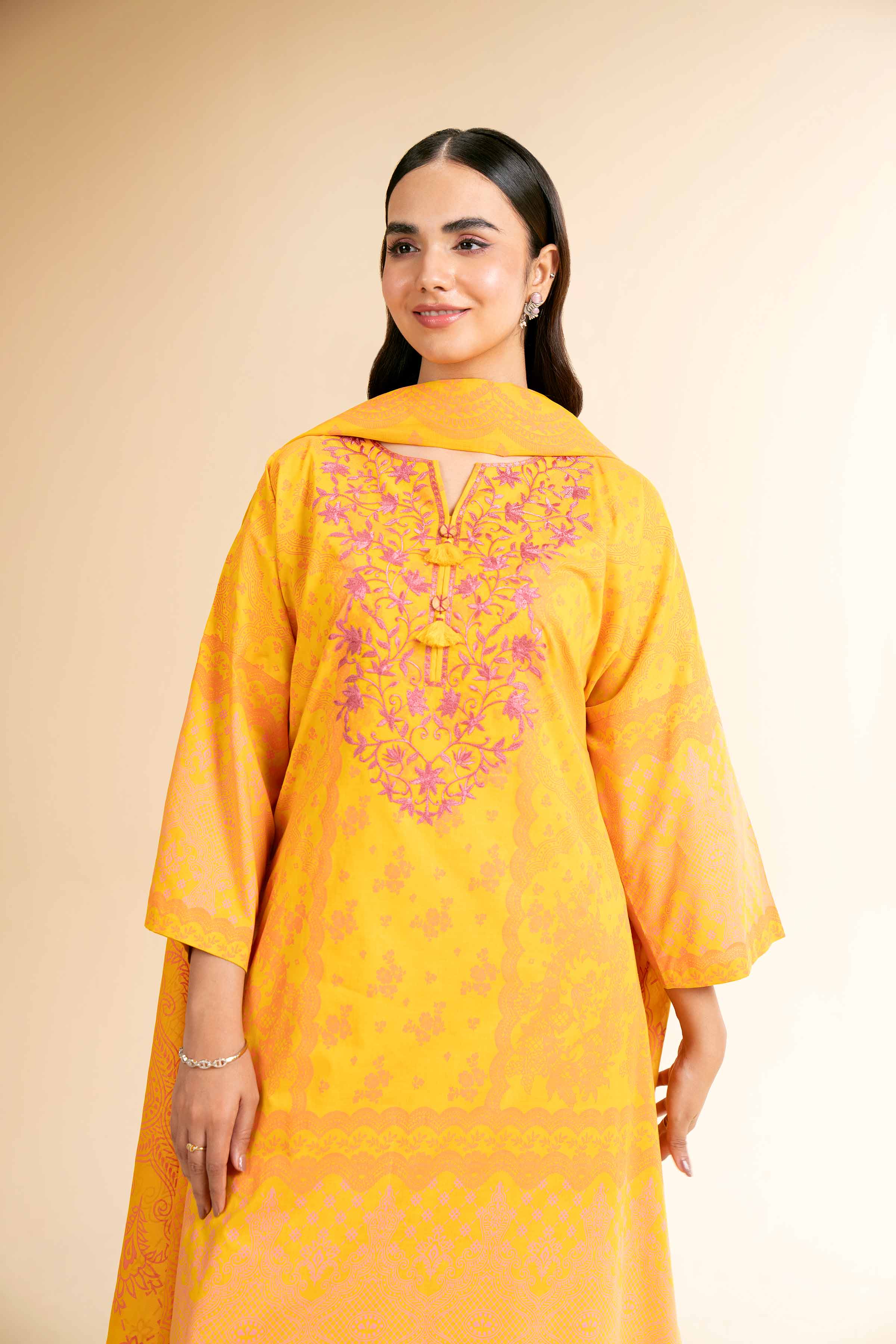 3 Piece - Flatbed Paste Embroidered Suit - 42501661