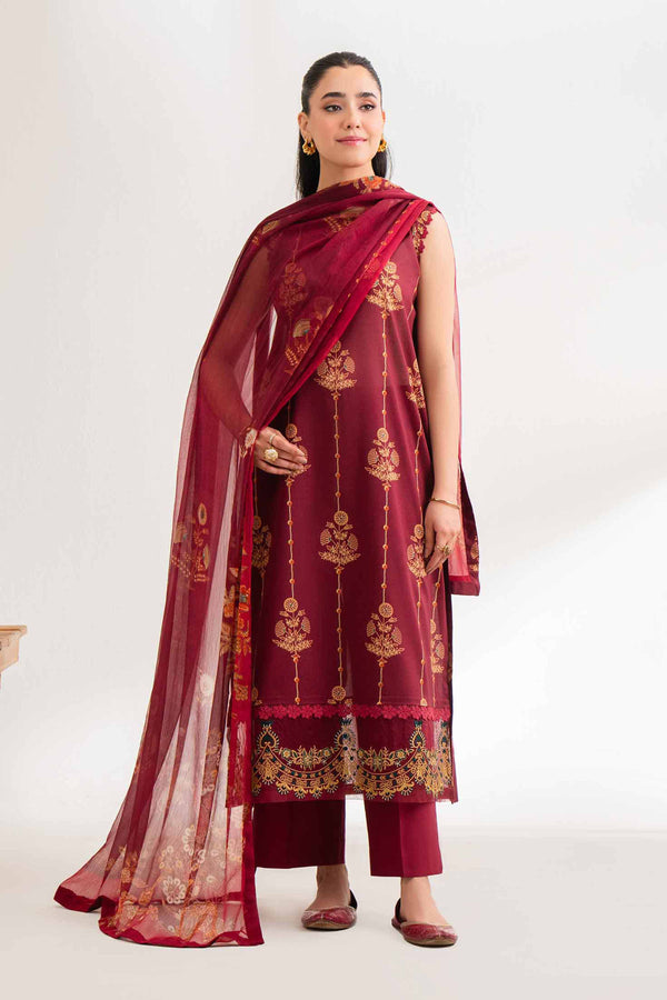 2 Piece - Digital Printed Embroidered Suit - 42501722