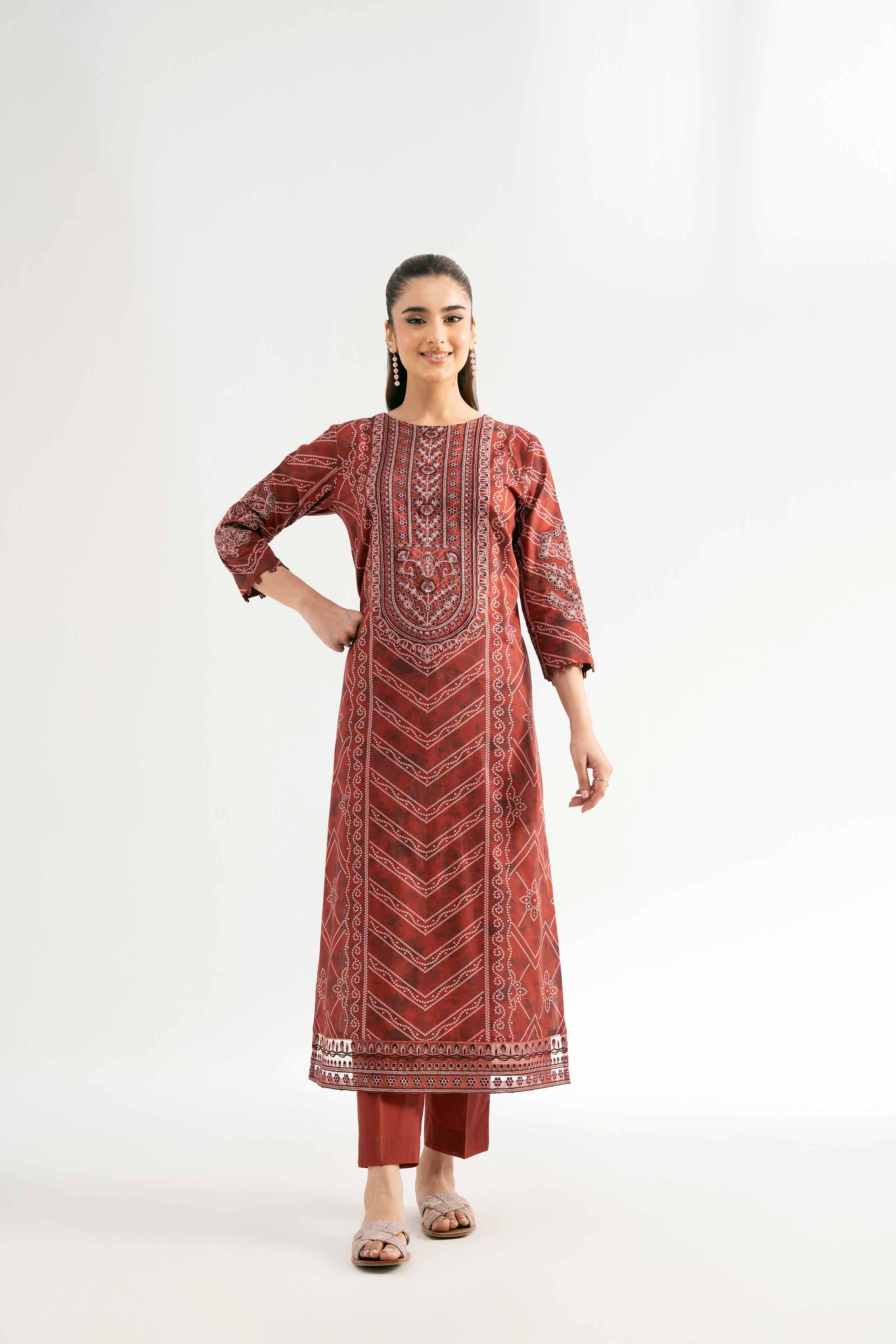 2 Piece - Digital Printed Embroidered Suit - 42501775