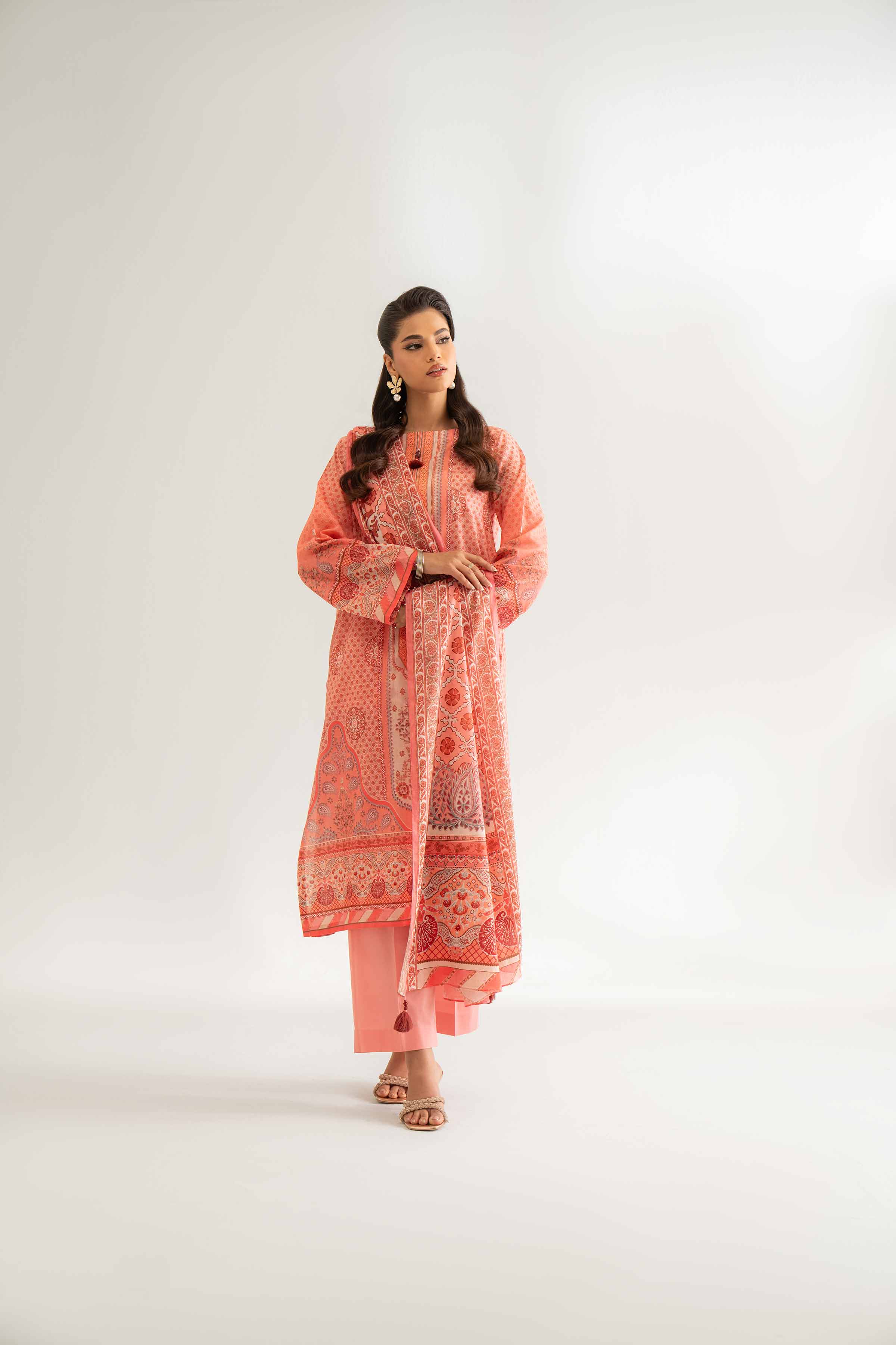 NISHATUAE - Coral Printed Lawn 3-piece Unstitched Suit