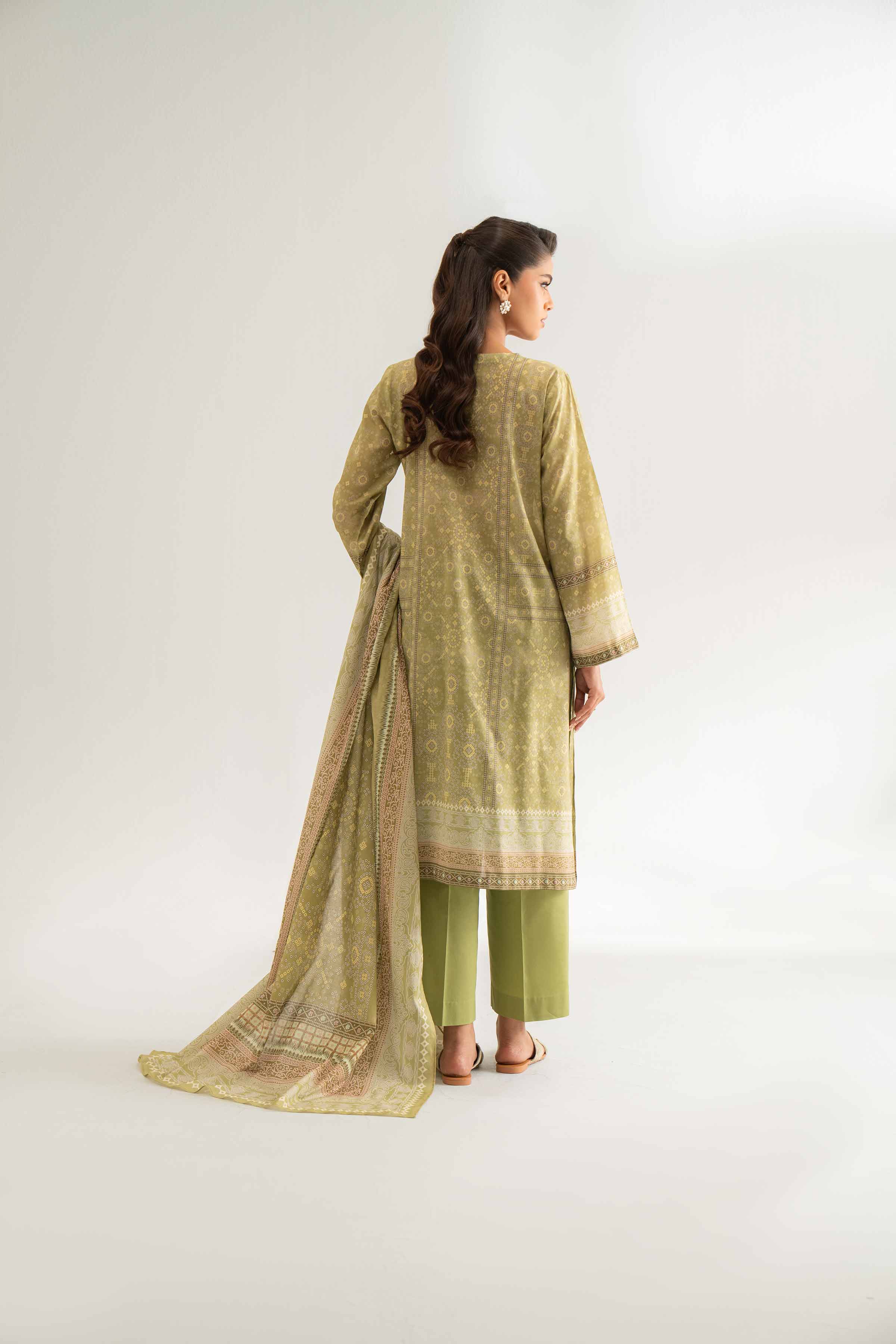NISHATUAE - Green Printed Lawn 3-piece Unstitched Suit