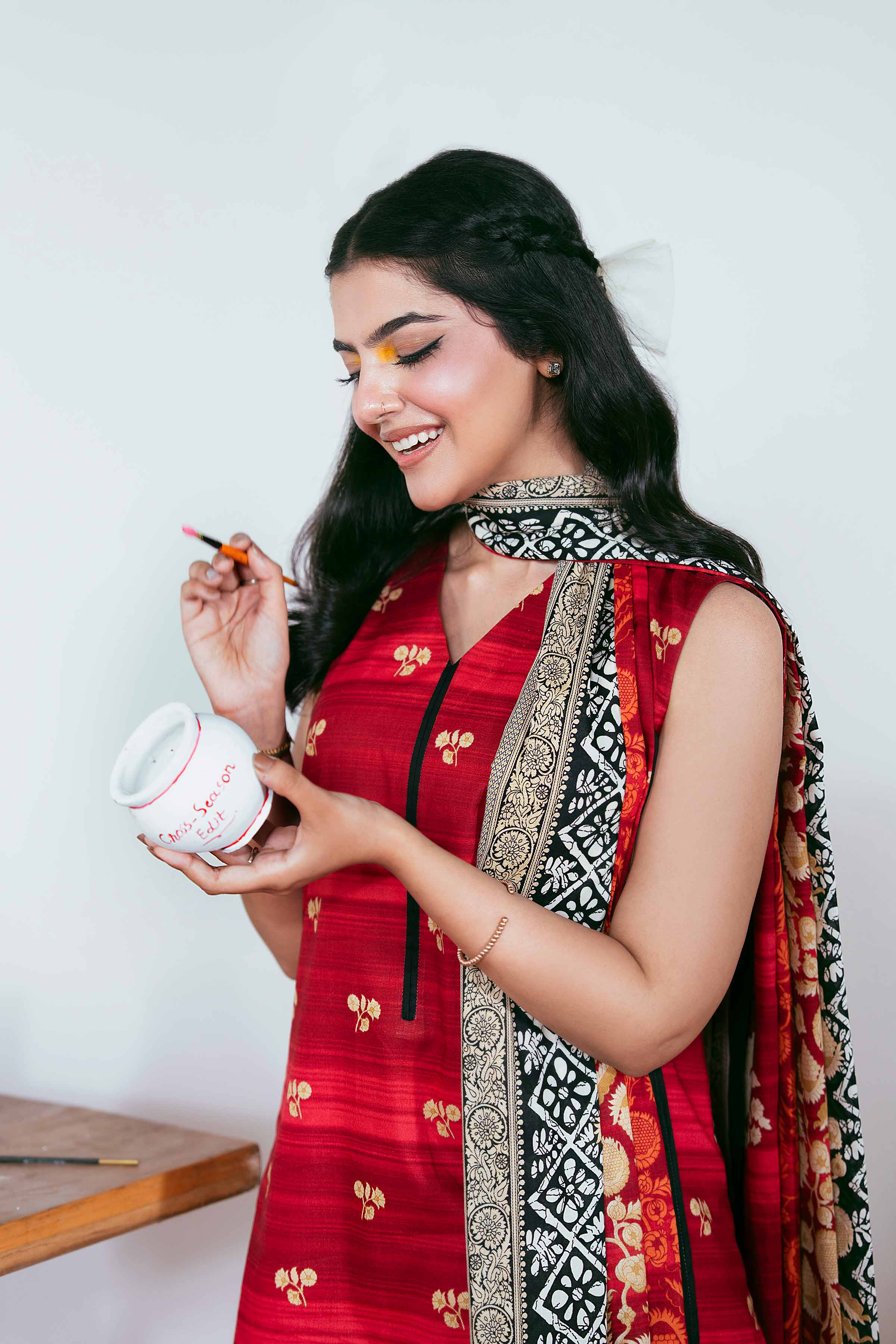 NISHATUAE - Rust Printed Cambric 3-piece Unstitched Suit