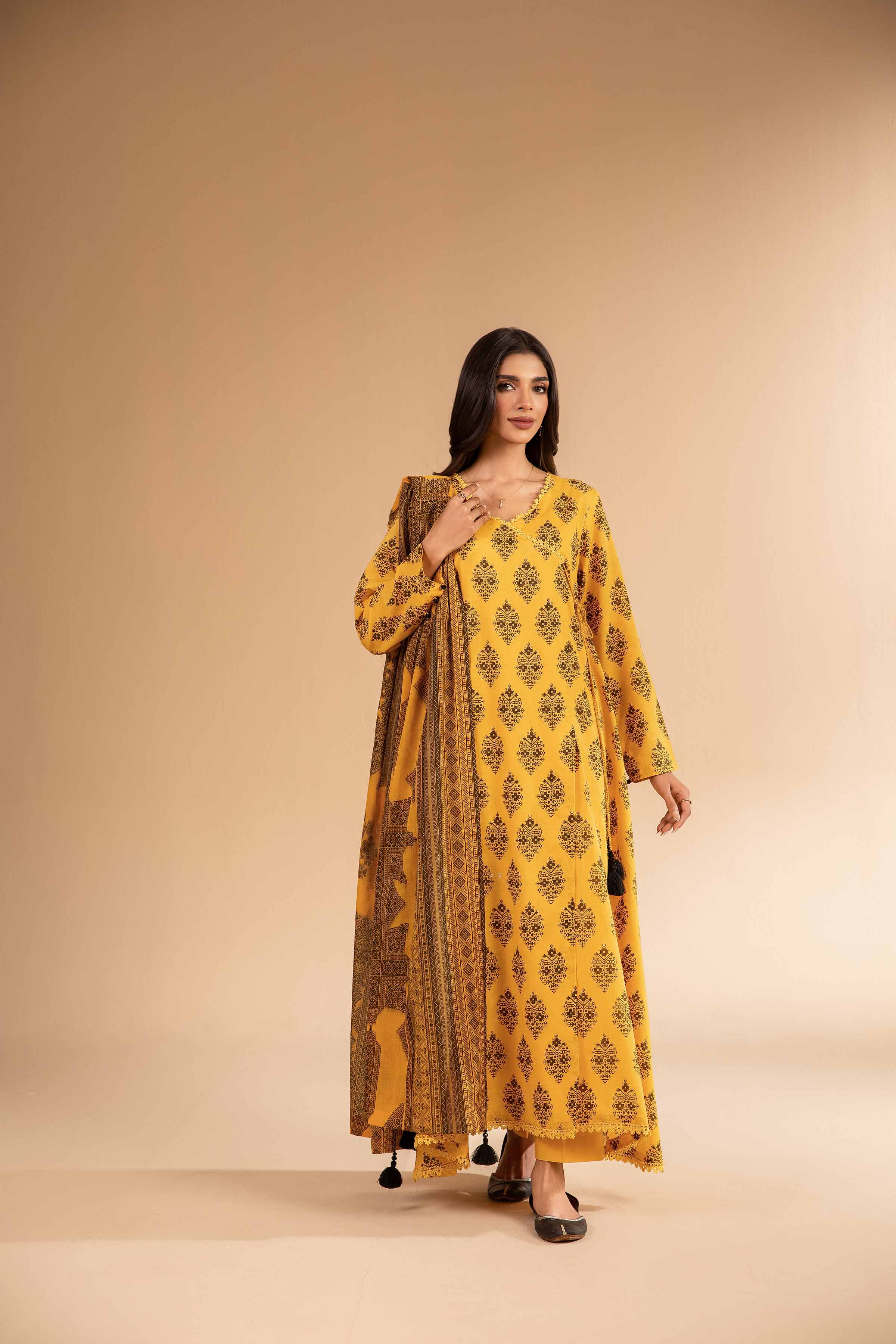 NISHATUAE - Yellow Printed Lawn 3-piece Unstitched Suit