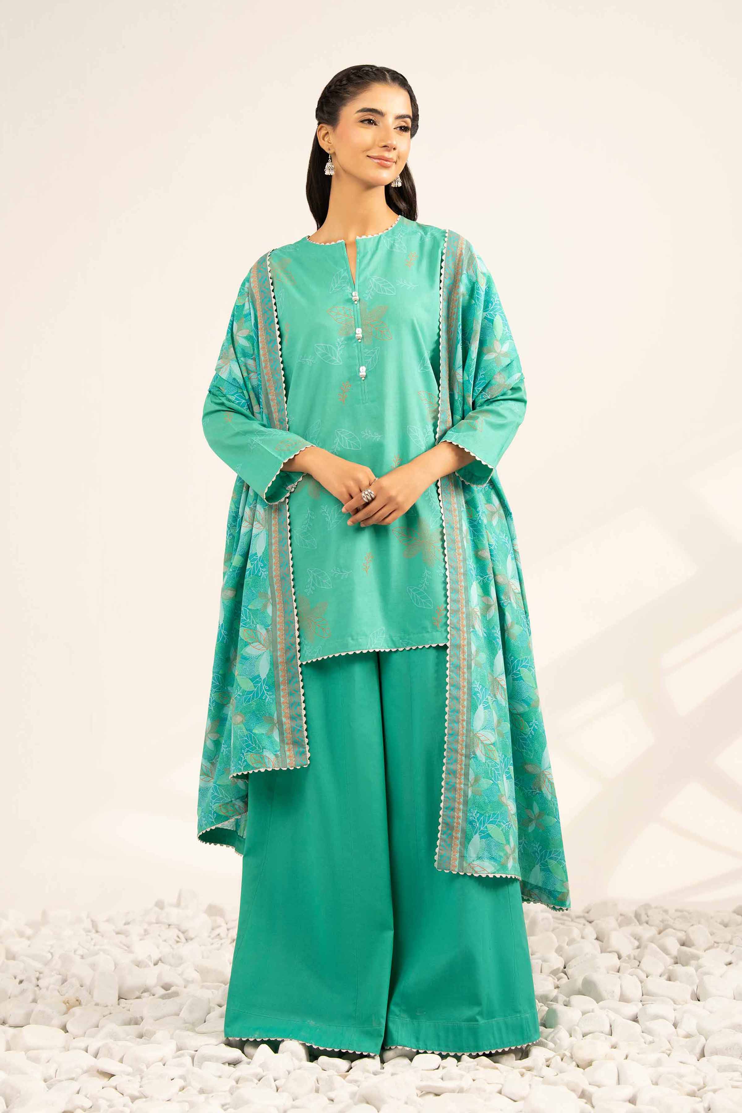 NISHATUAE - Green Printed Lawn 3-piece Unstitched Suit