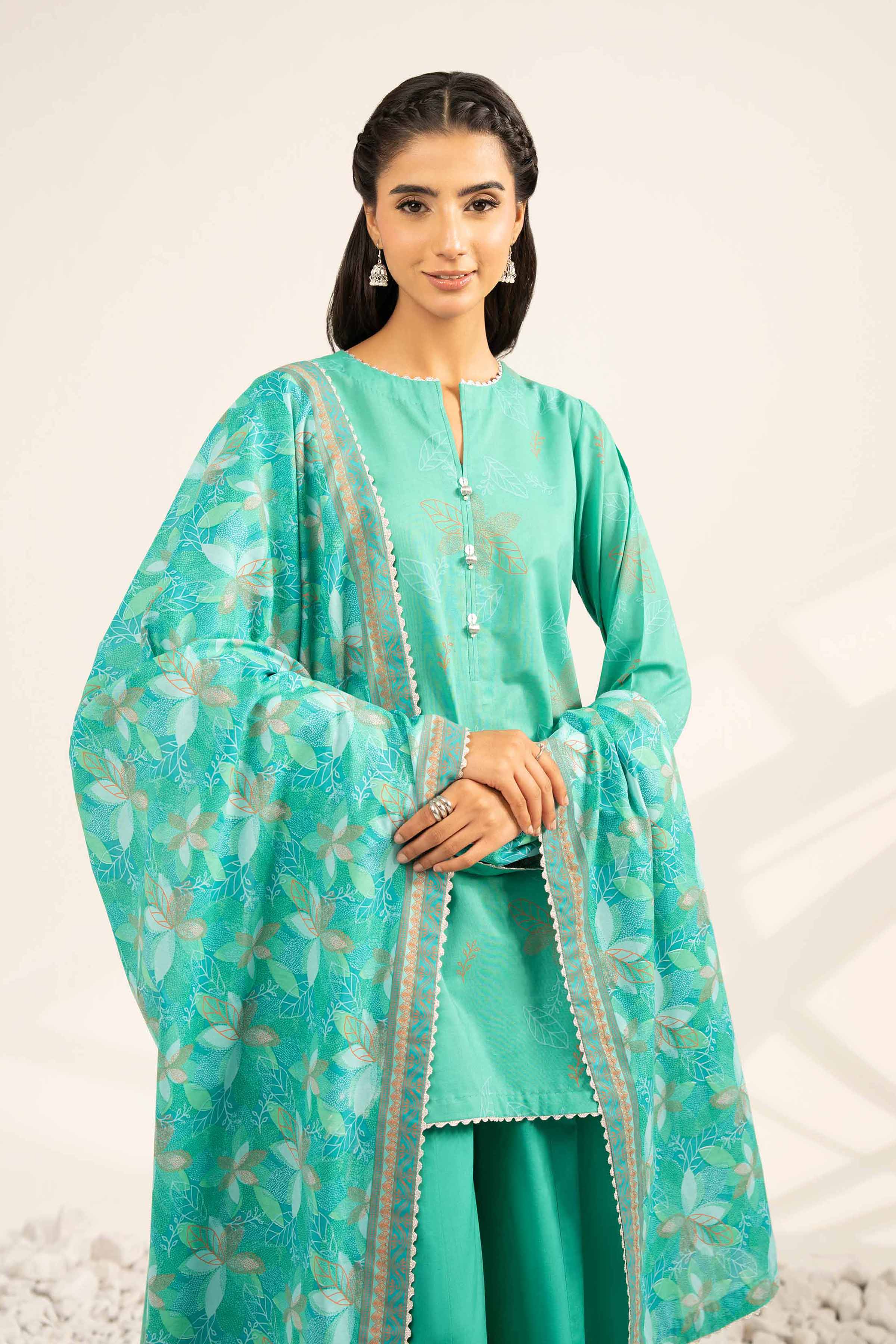 NISHATUAE - Green Printed Lawn 3-piece Unstitched Suit