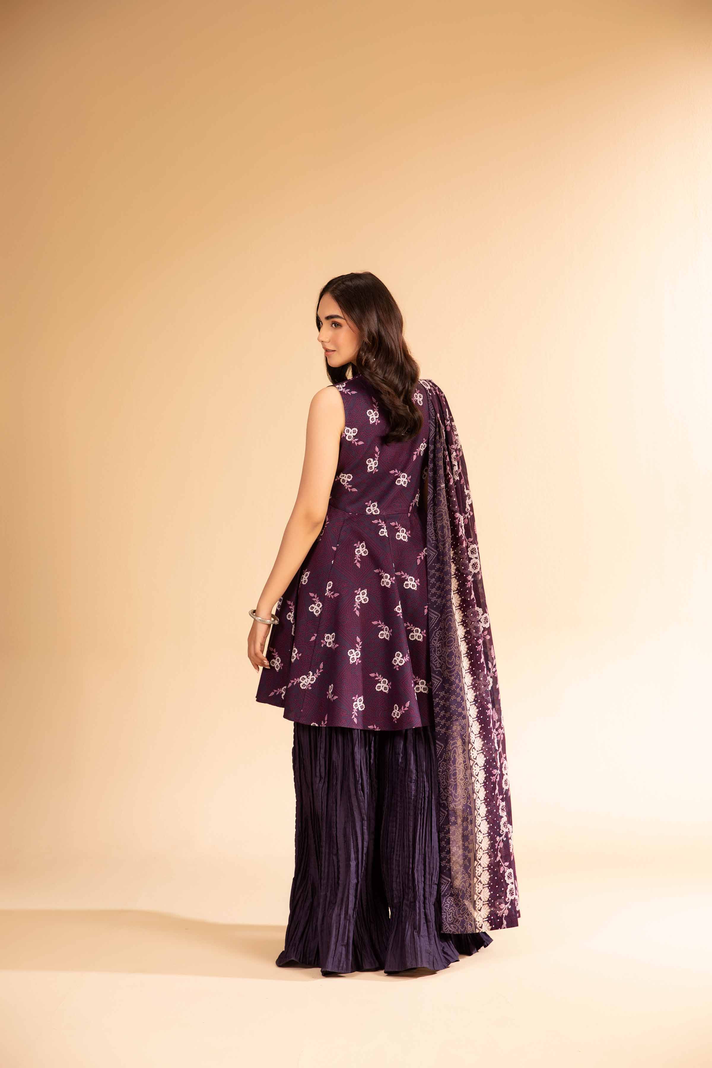 NISHATUAE - Purple Printed Lawn 3-piece Unstitched Suit