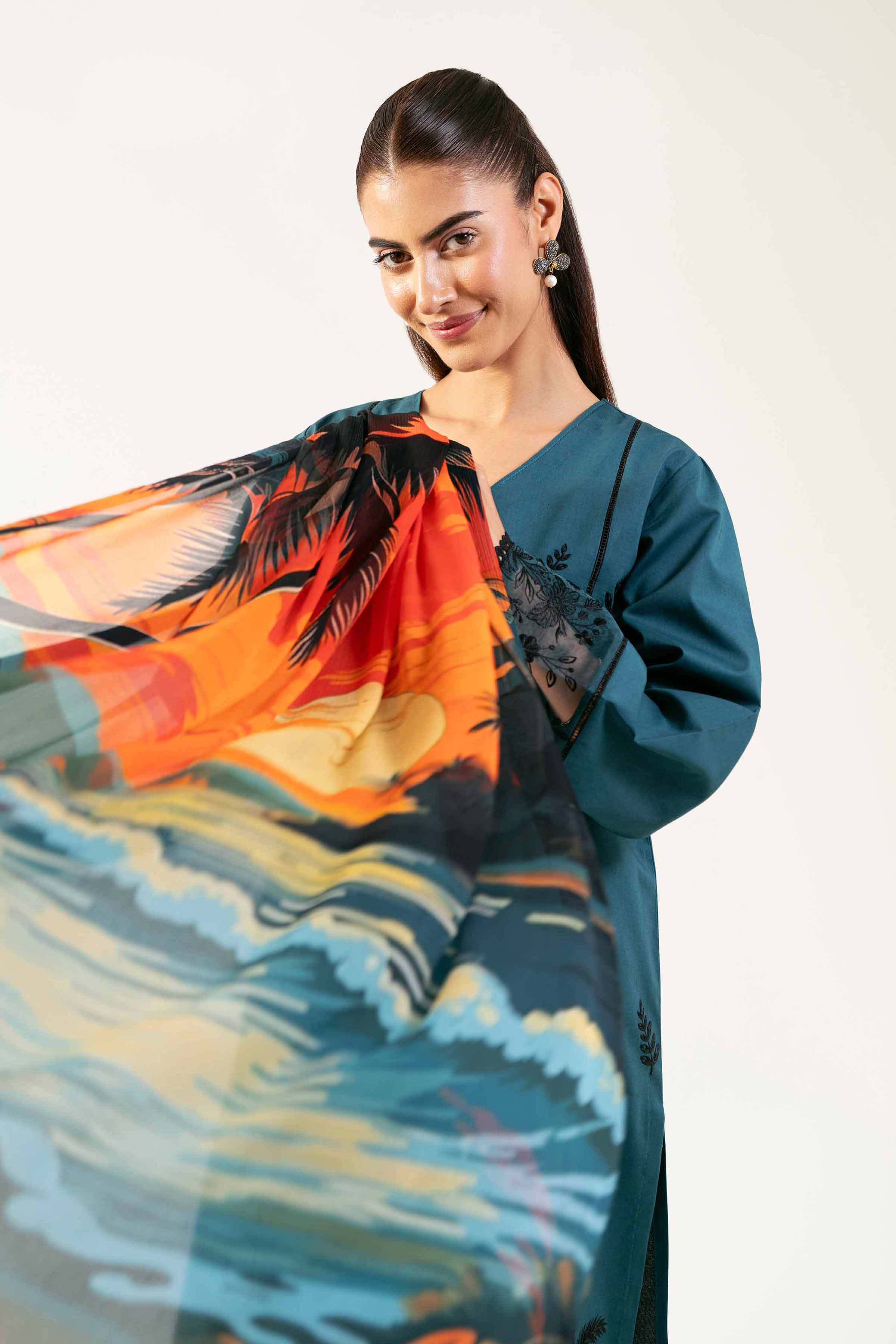 3 Piece - Digital Printed Embroidered Suit - 42501987
