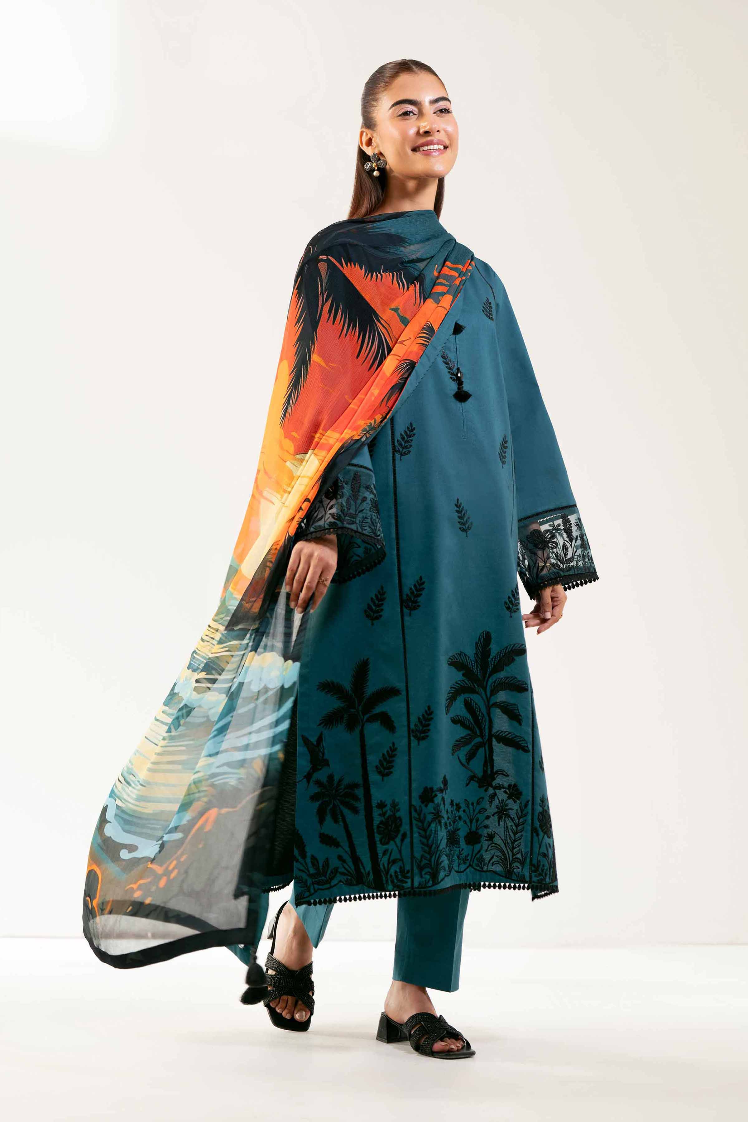 3 Piece - Digital Printed Embroidered Suit - 42501987