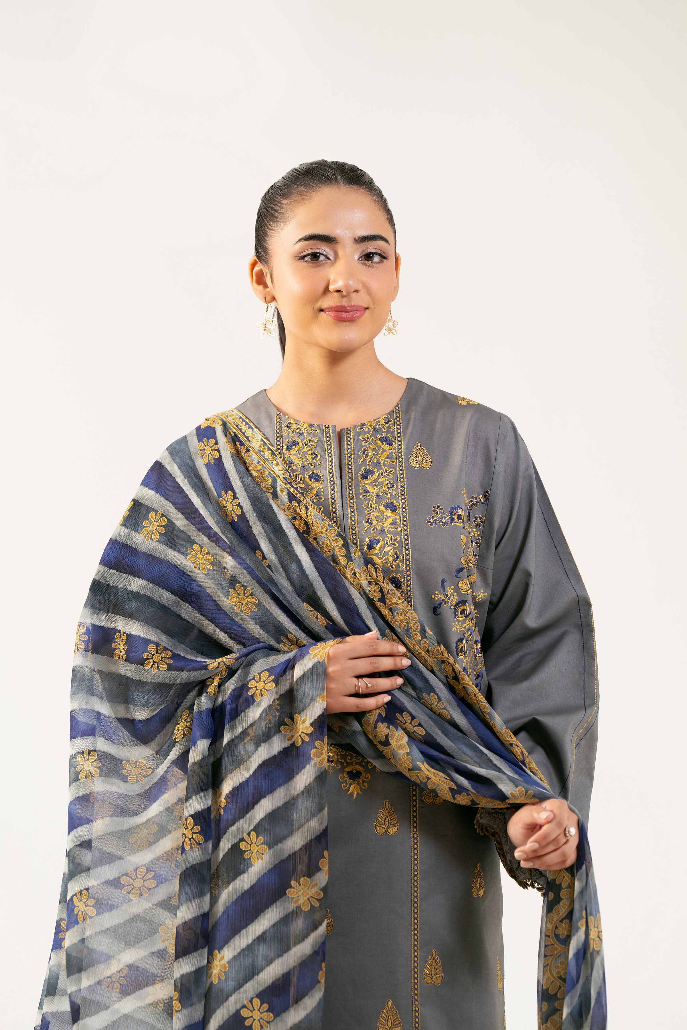3 Piece - Digital Printed Embroidered Suit - 42501991