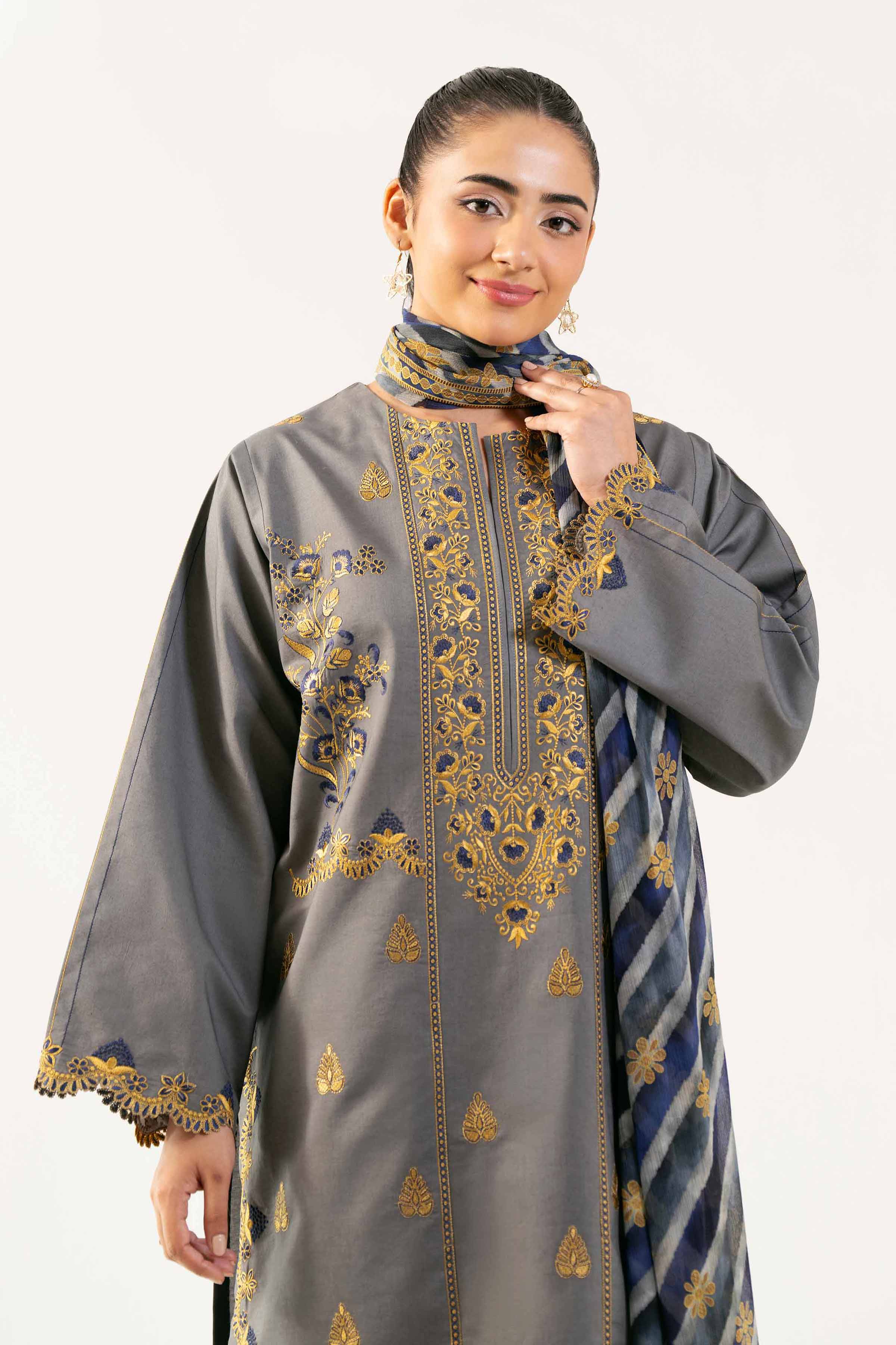 3 Piece - Digital Printed Embroidered Suit - 42501991