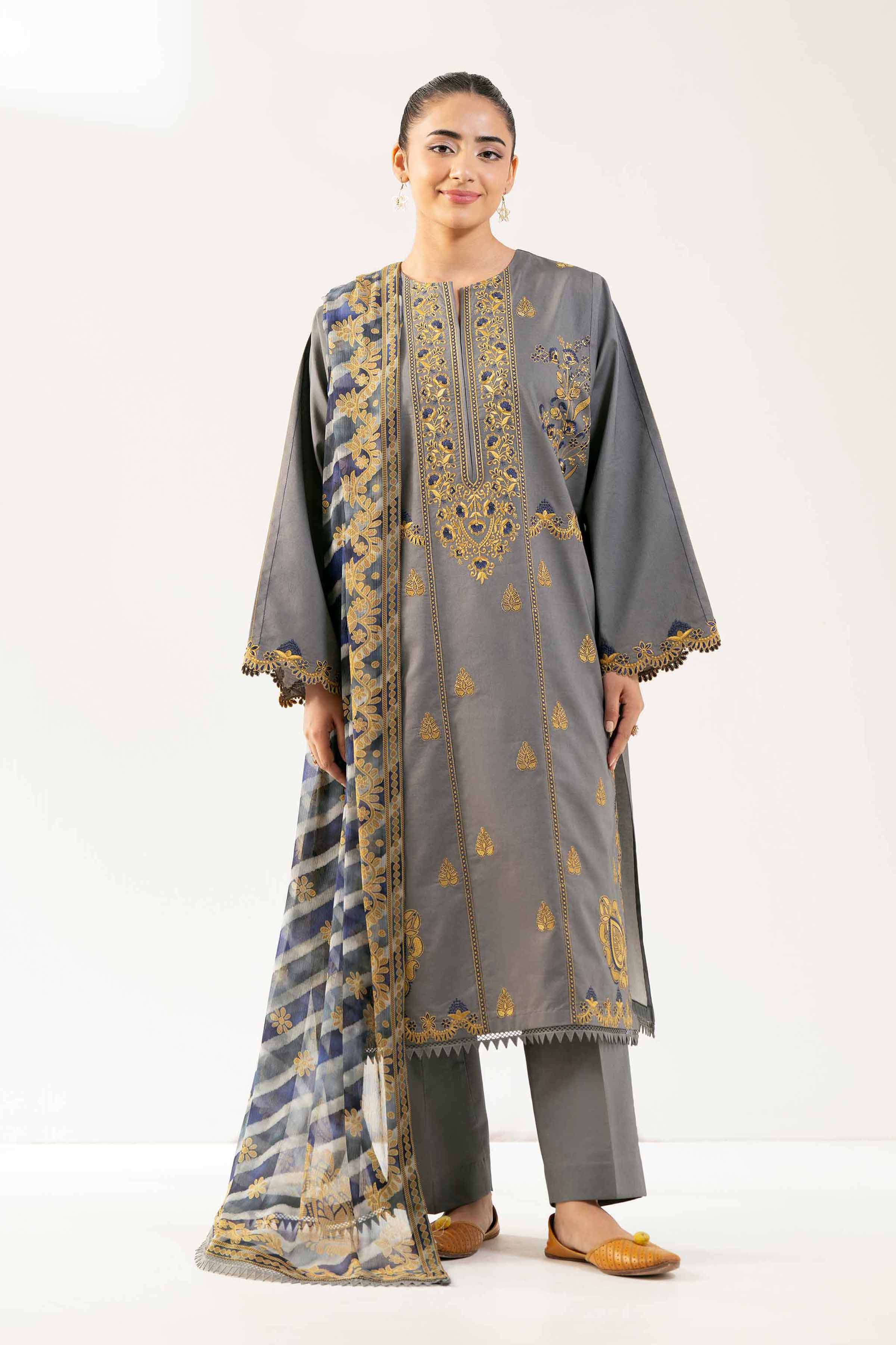 3 Piece - Digital Printed Embroidered Suit - 42501991